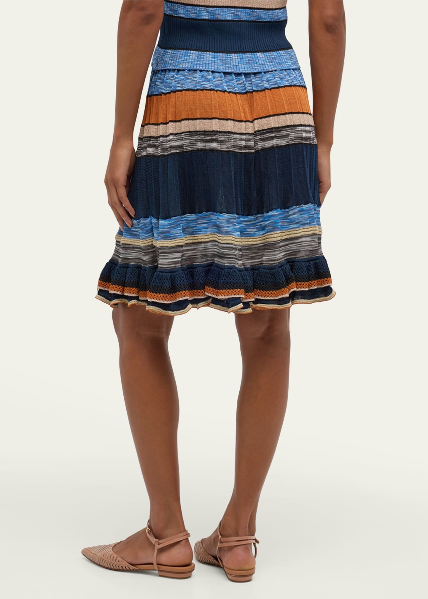 Eios Striped Ruffle-Hem Knit Skirt - 3