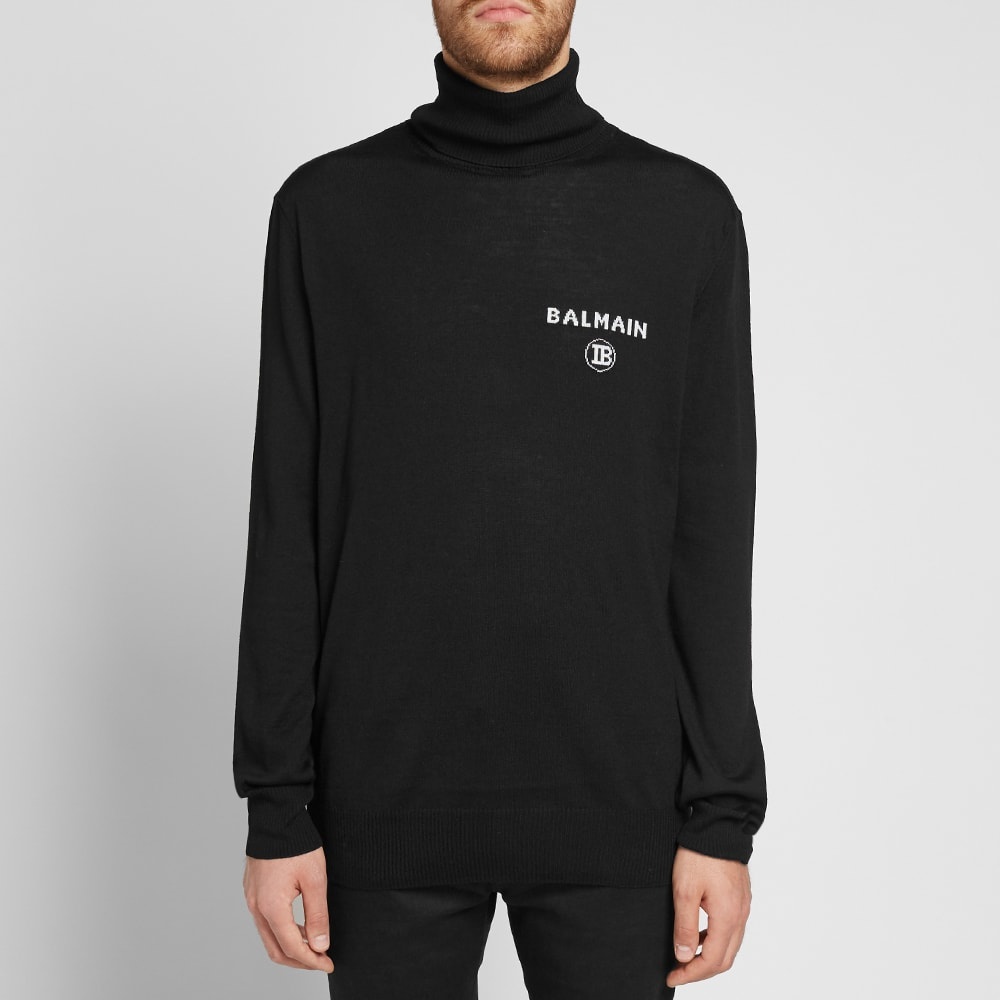 Balmain Roll Neck Side Zip Logo Knit - 5