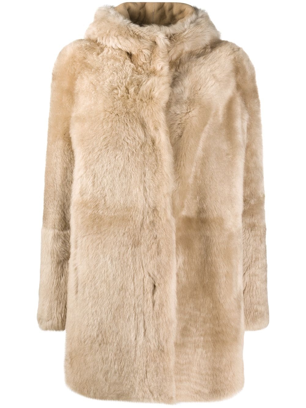 hooded fur coat - 1