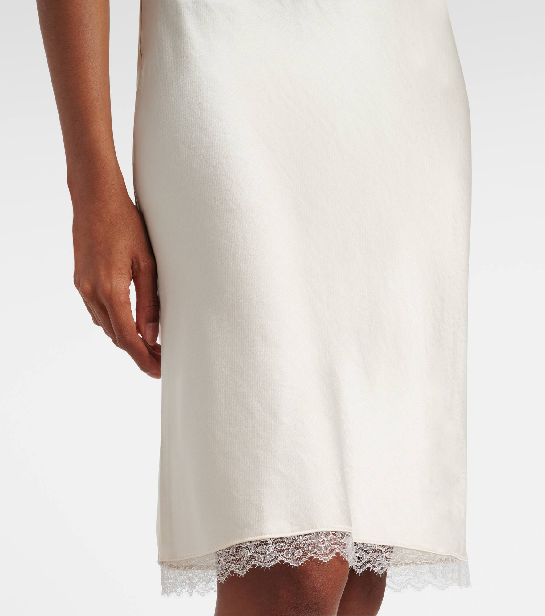 Barb lace-trimmed satin slip skirt - 5