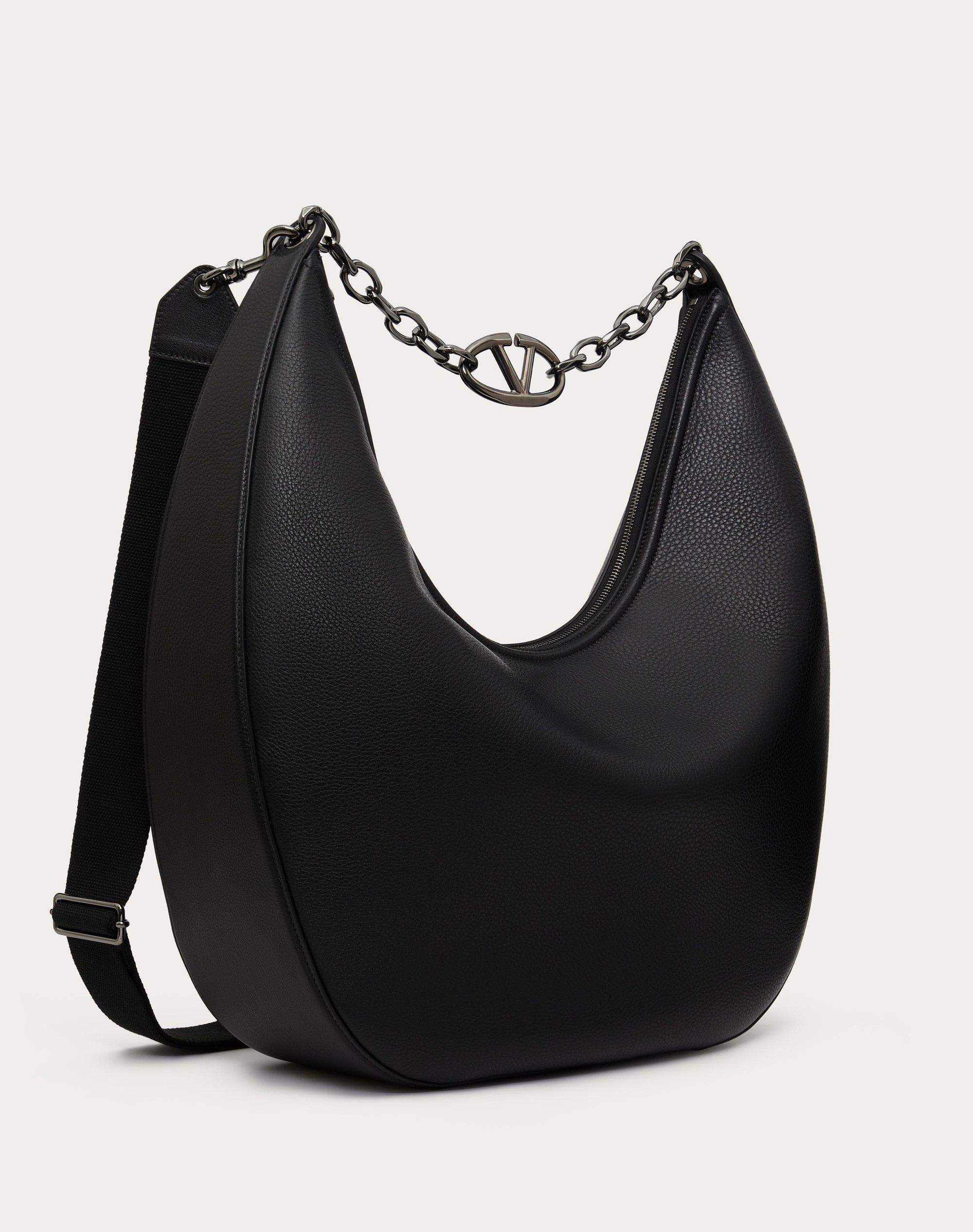 MAXI HOBO VLOGO MOON BAG IN GRAINY CALFSKIN WITH CHAIN - 2