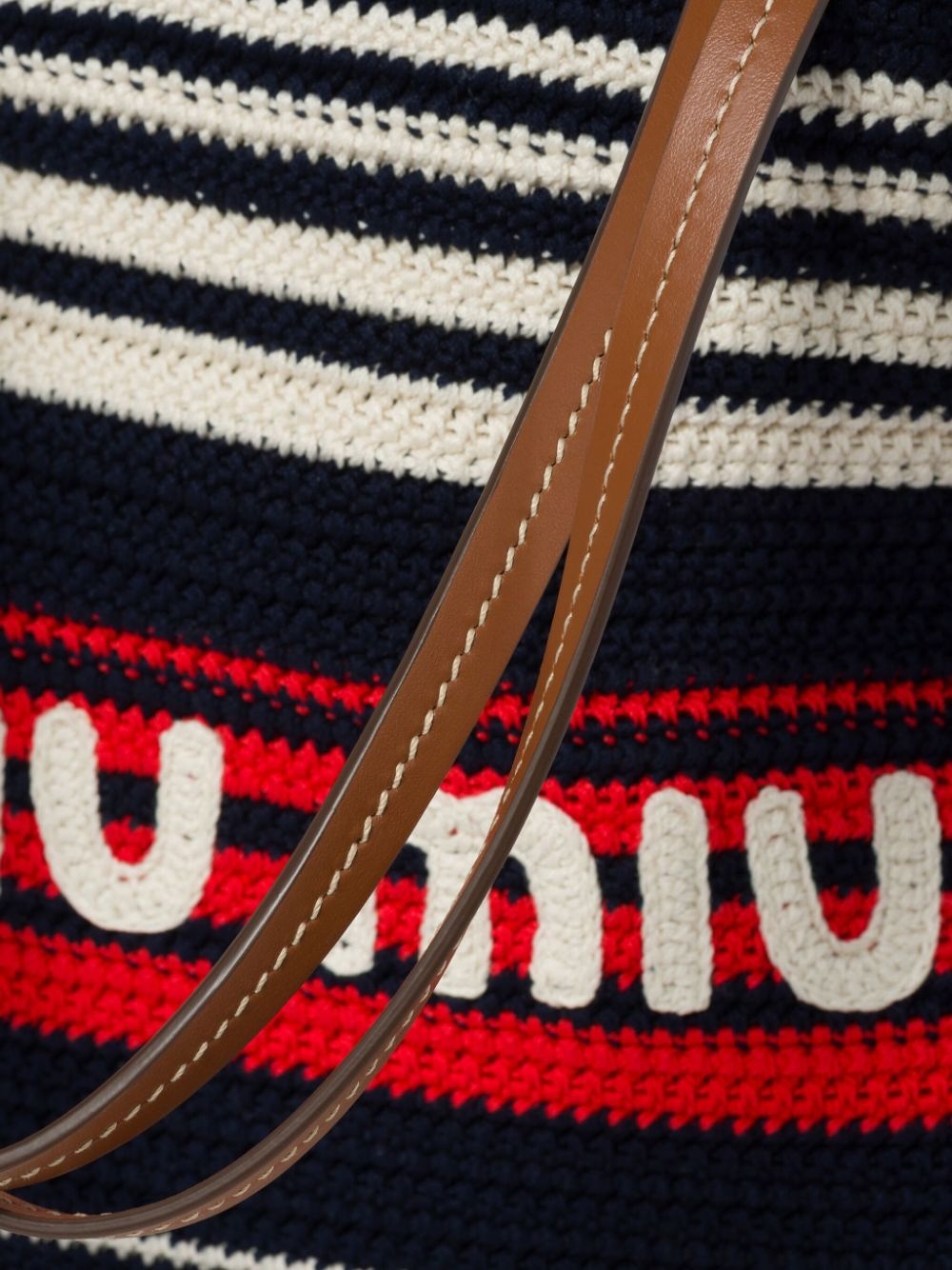 striped crochet-knit tote bag - 4