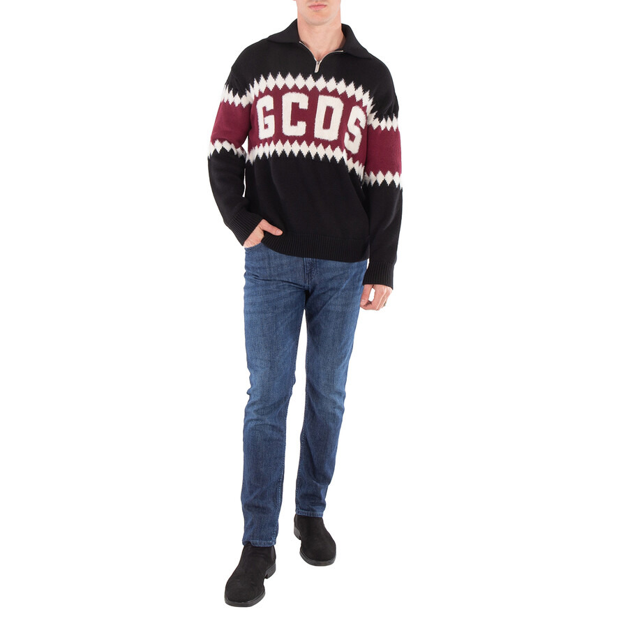 GCDS Logo Argyle Polo Sweater - 3