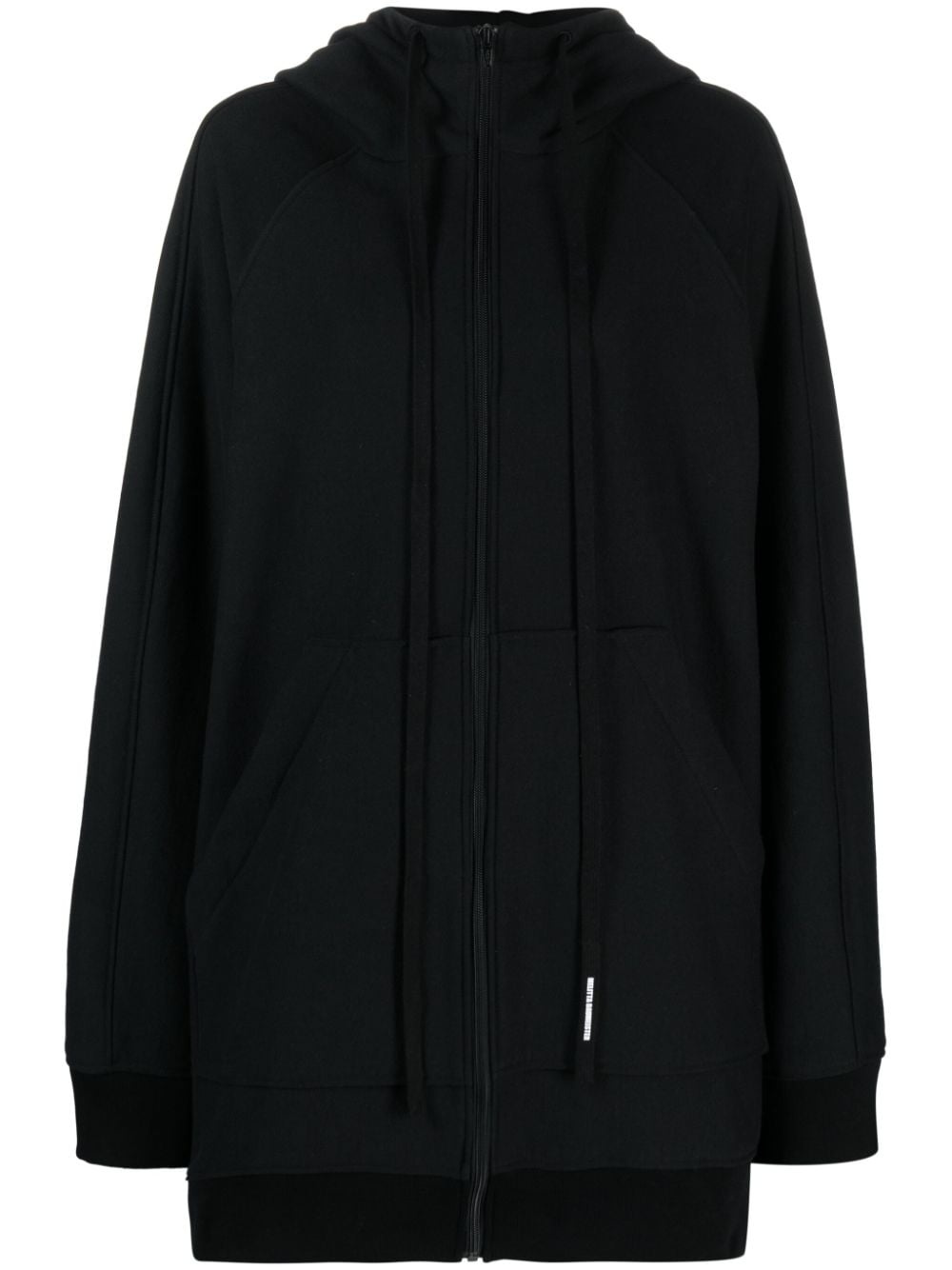 panelled zipped cotton hoodie - 2
