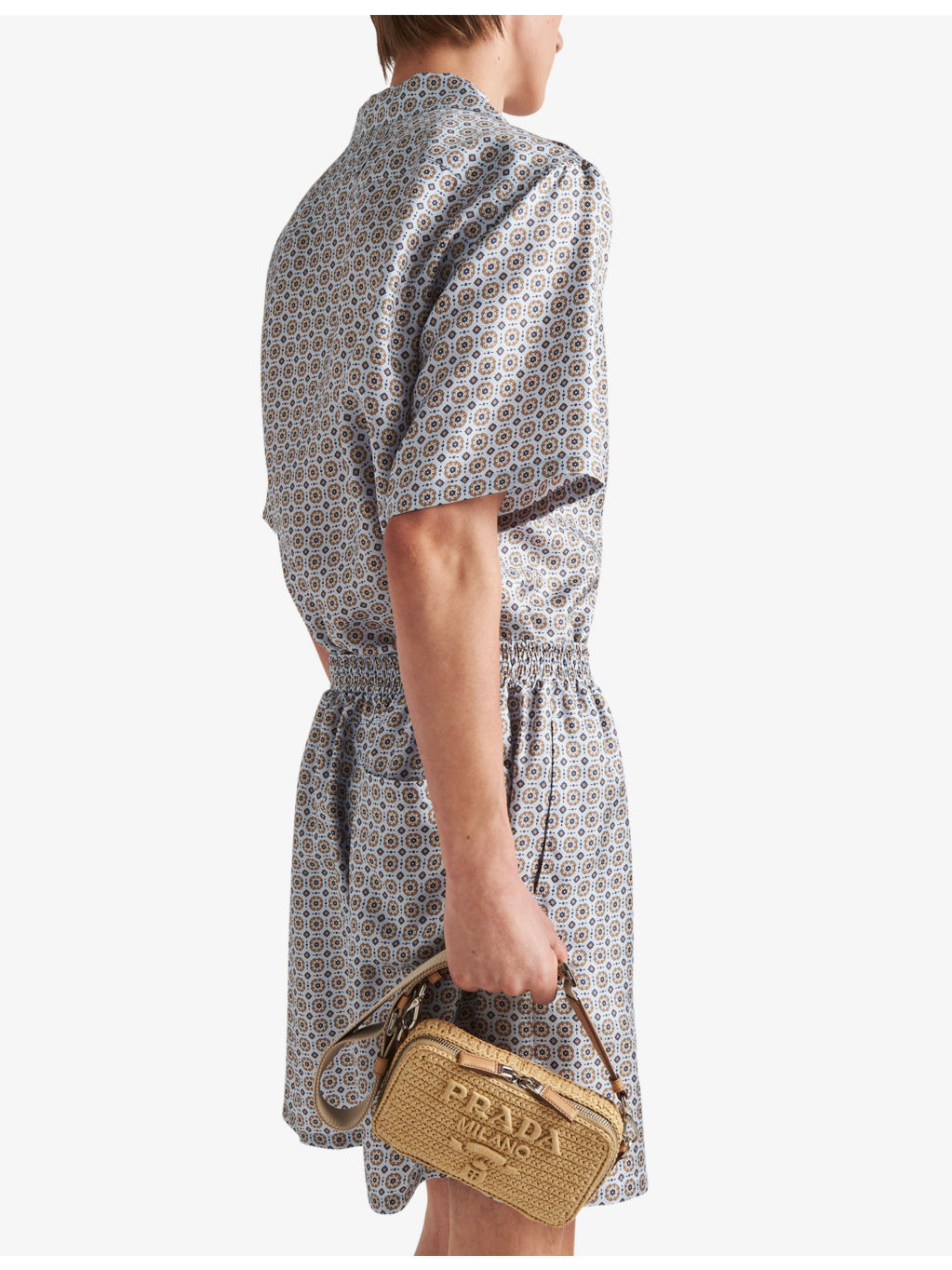 Geometric floral-print elasticated-waist silk shorts - 4