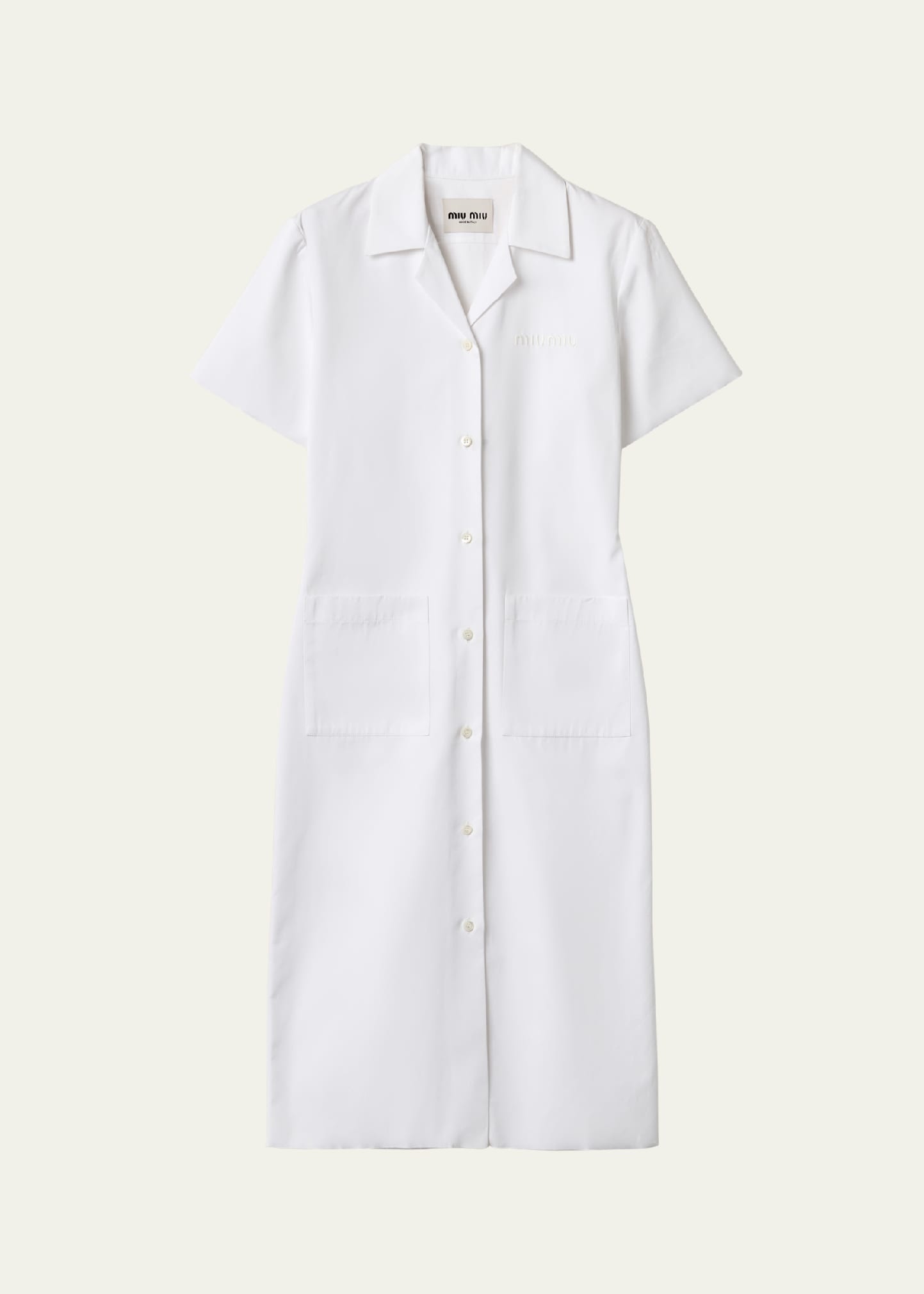 Short-Sleeve Poplin Button Down Midi Dress - 1
