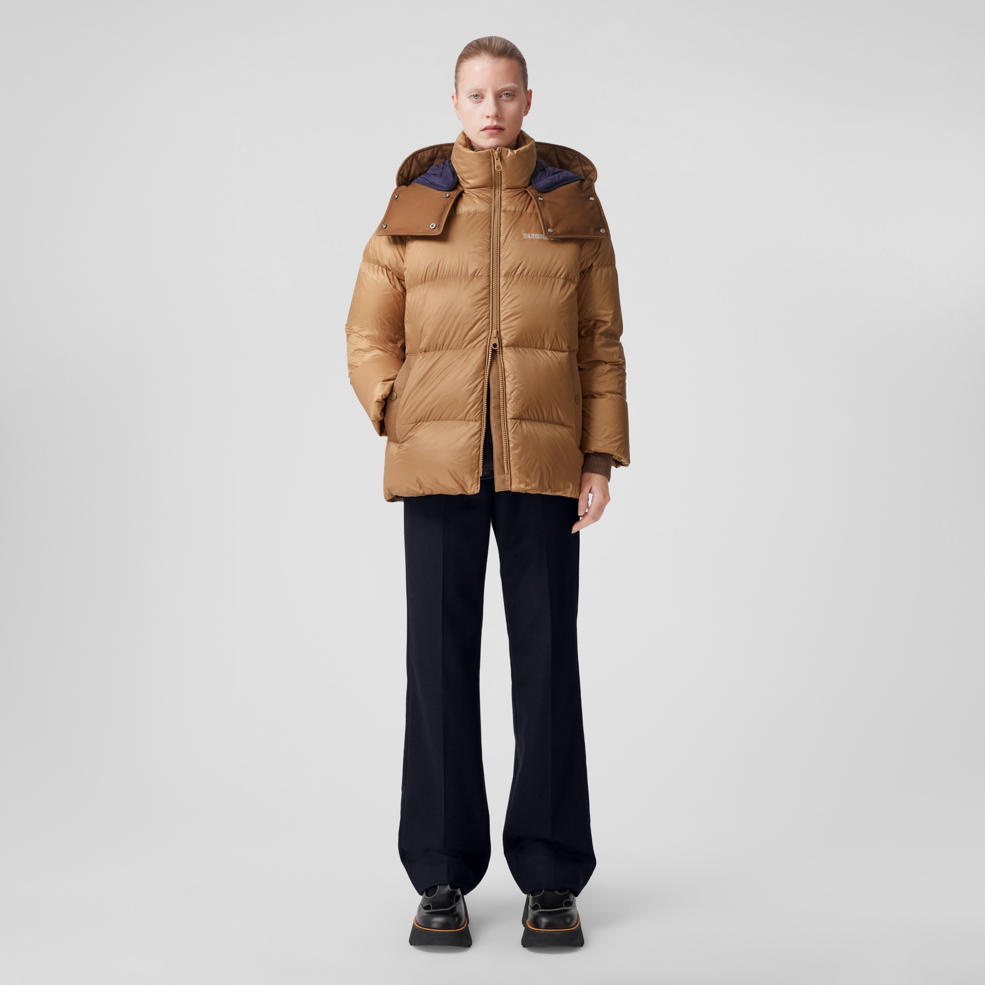 Nylon Hooded Puffer Jacket with Detachable Warmer - 4