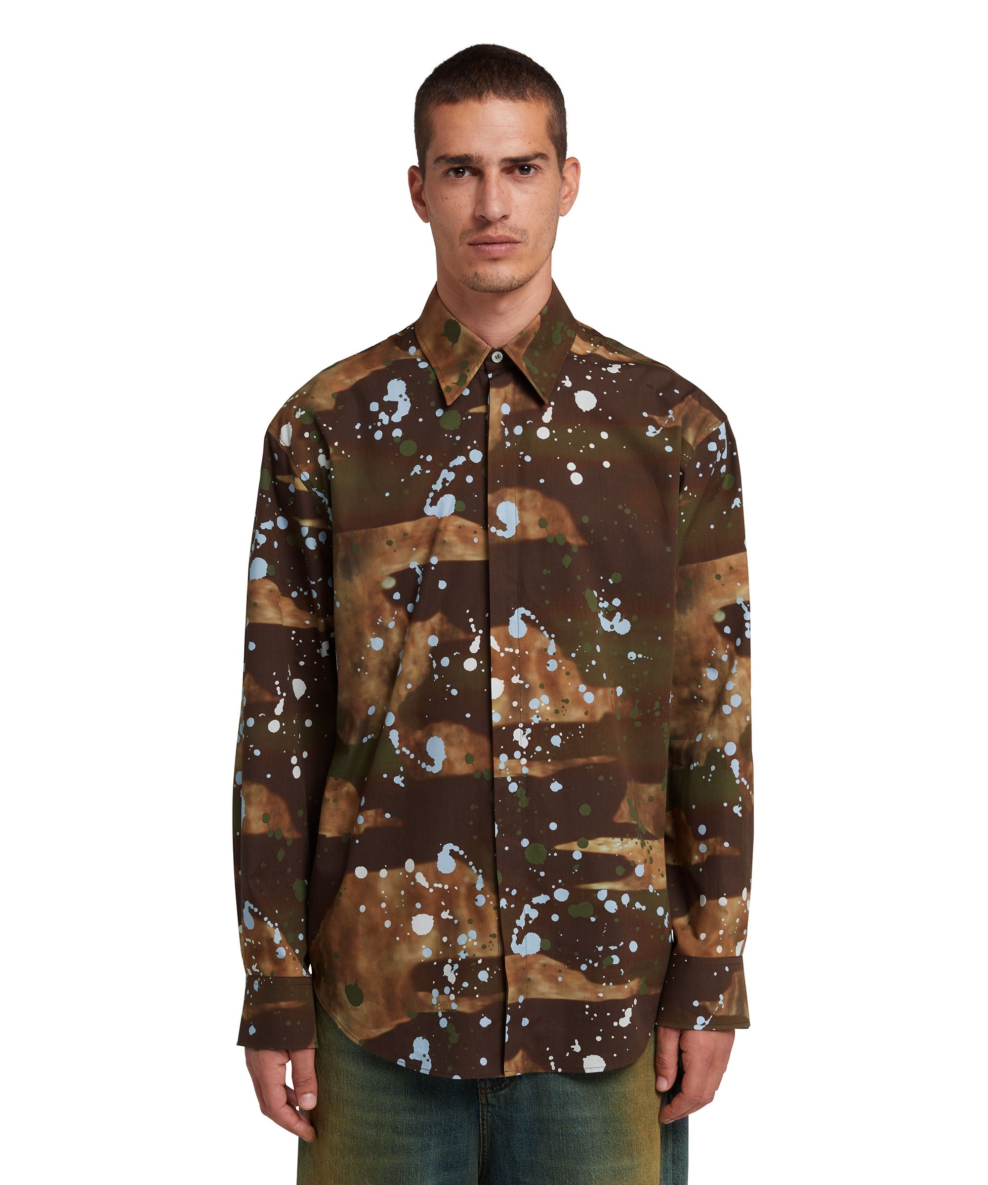 Poplin shirt with "dripping camo" print - 2