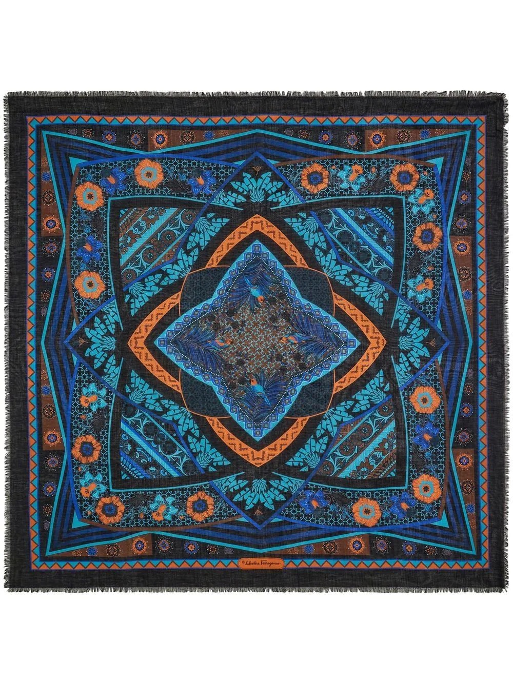 Nirvana-print silk shawl - 1