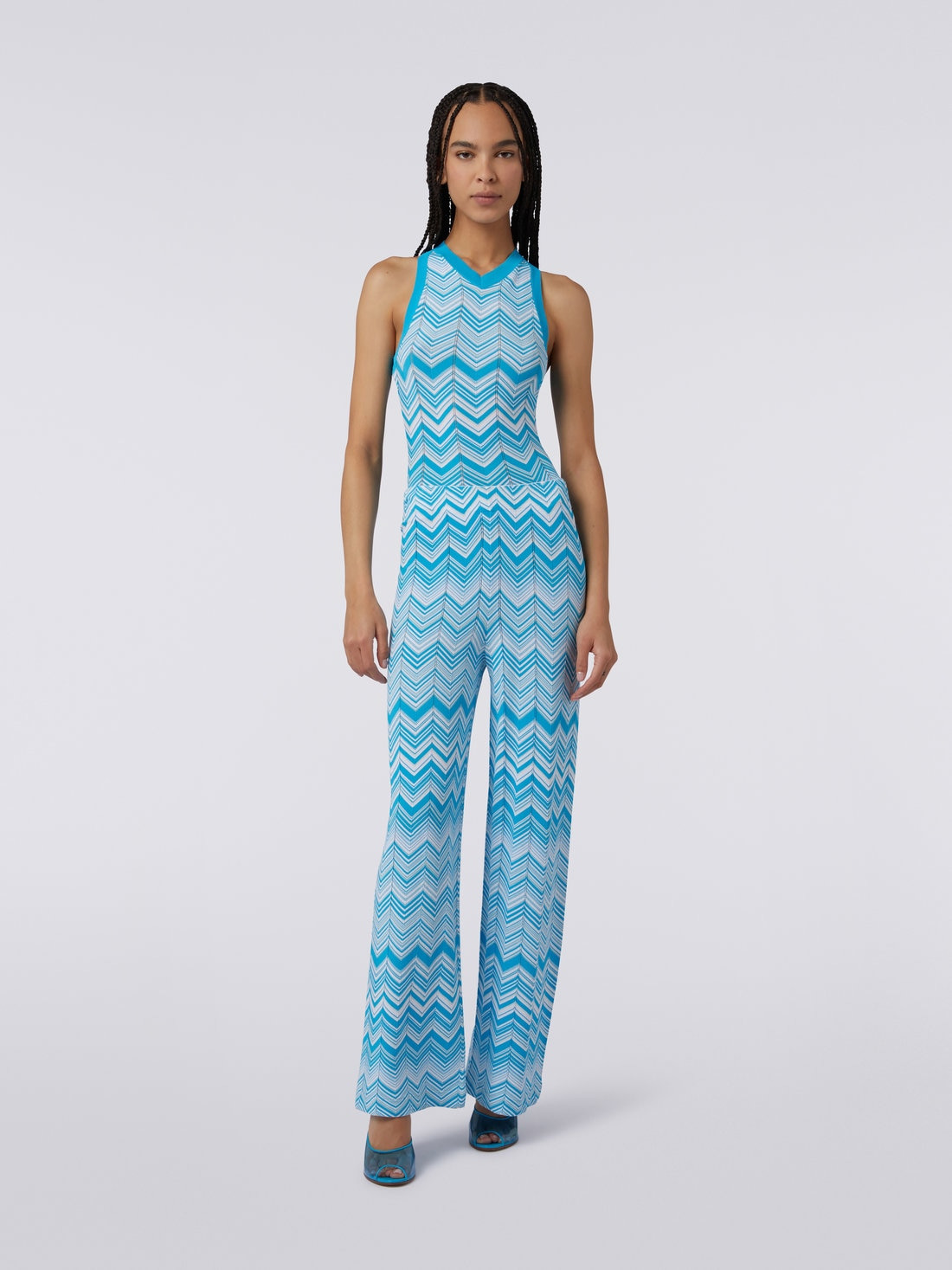 Stretch viscose blend trousers with two-tone chevron - 2