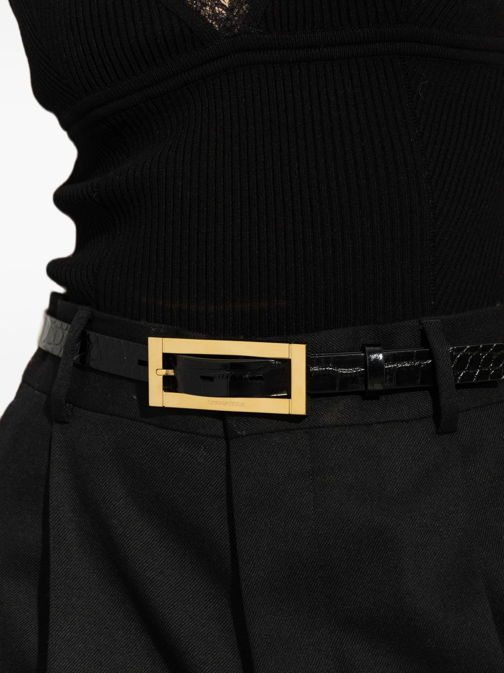 buckled leather belt - 4