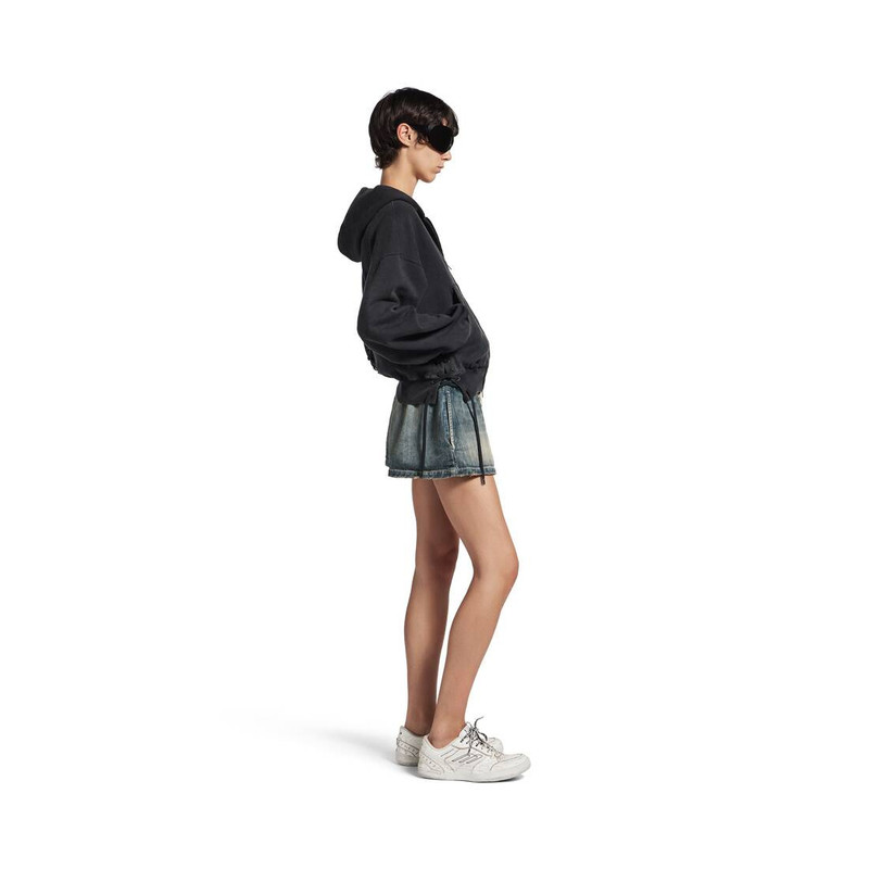 Women's Loop Sports Icon Lace-up Hoodie in Faded Black 3