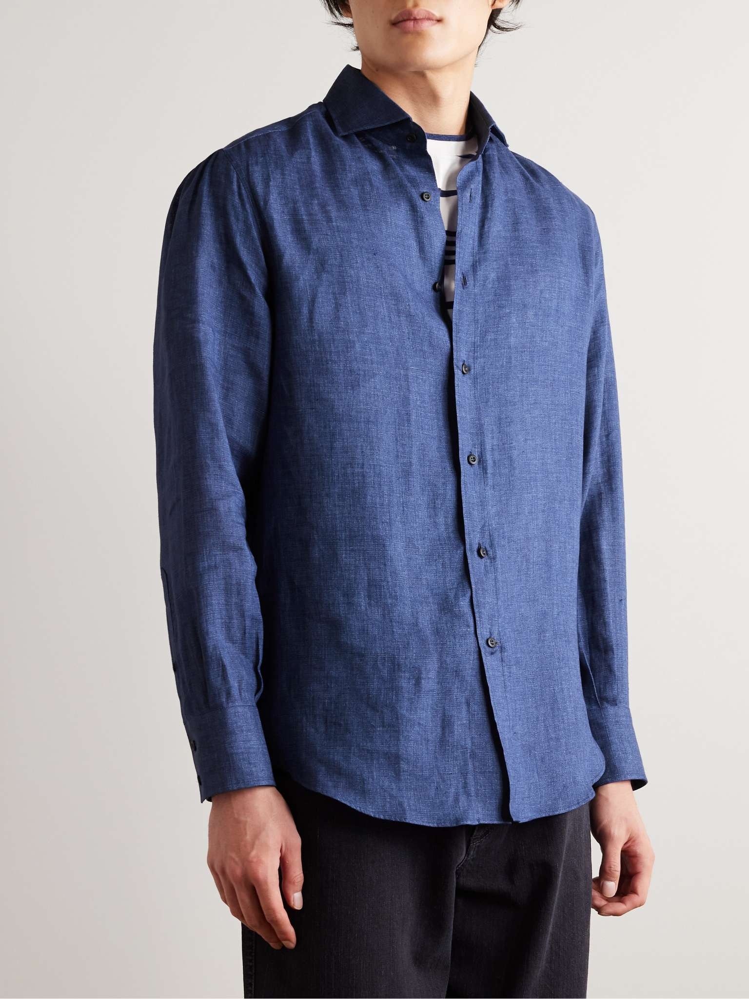 Cutaway-Collar Linen Shirt - 3