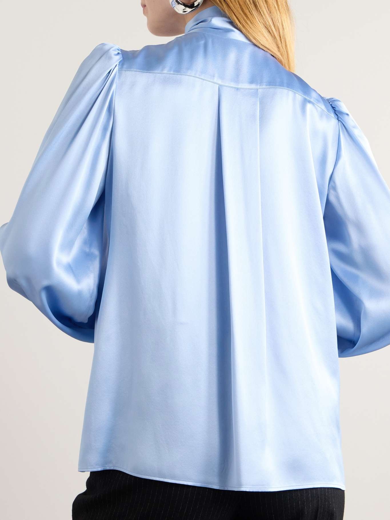 Pussy-bow silk-satin shirt - 4