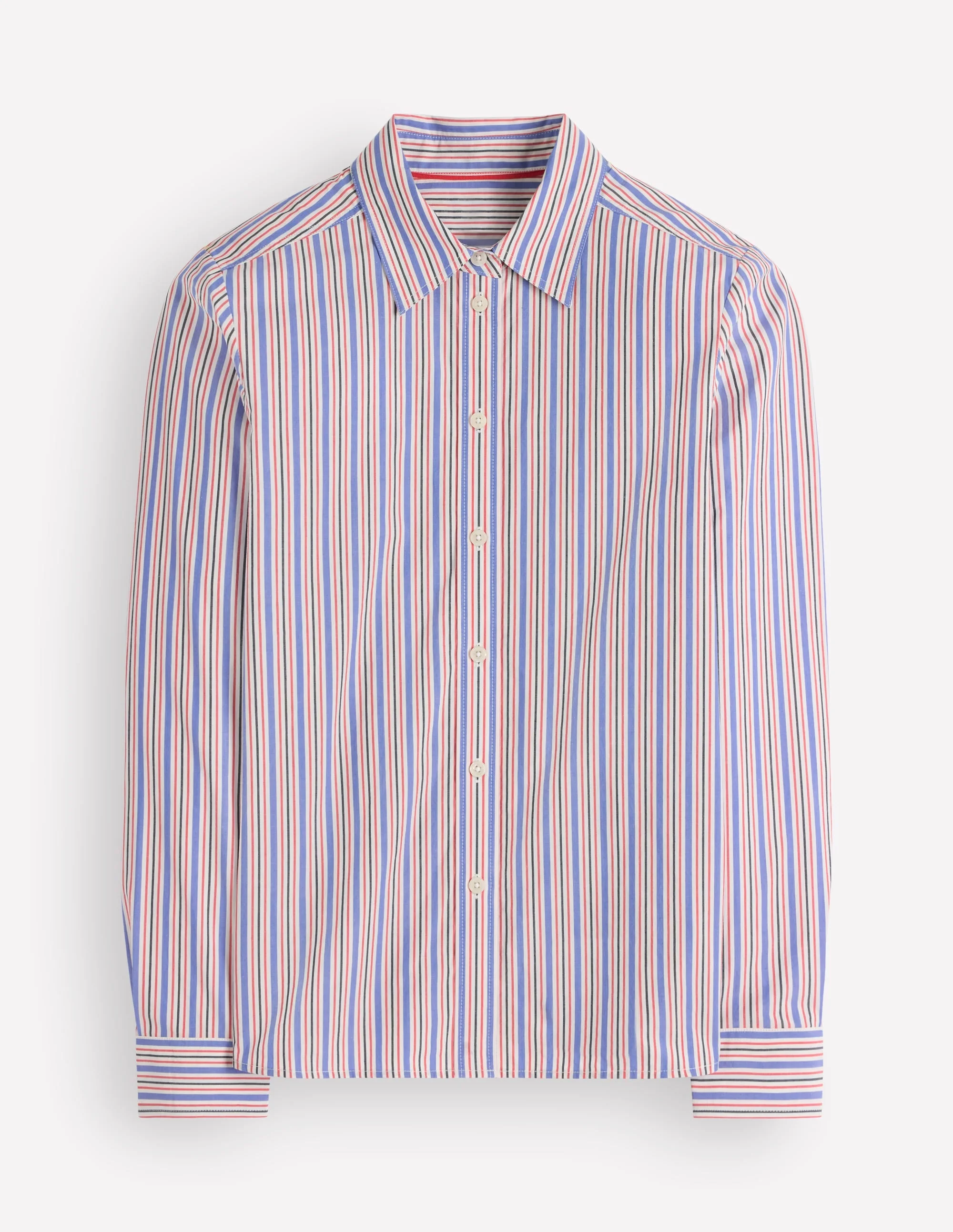 The New Sienna Cotton Shirt-Blue, Jam Red Stripe - 1