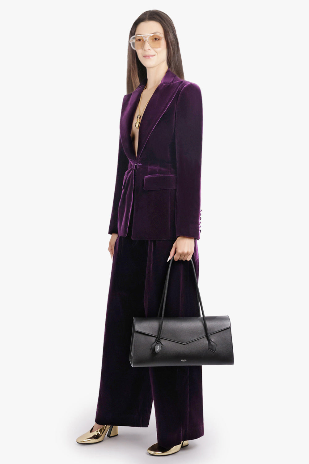SINGLE BREAST VELVET JACKET | PURPLE - 4