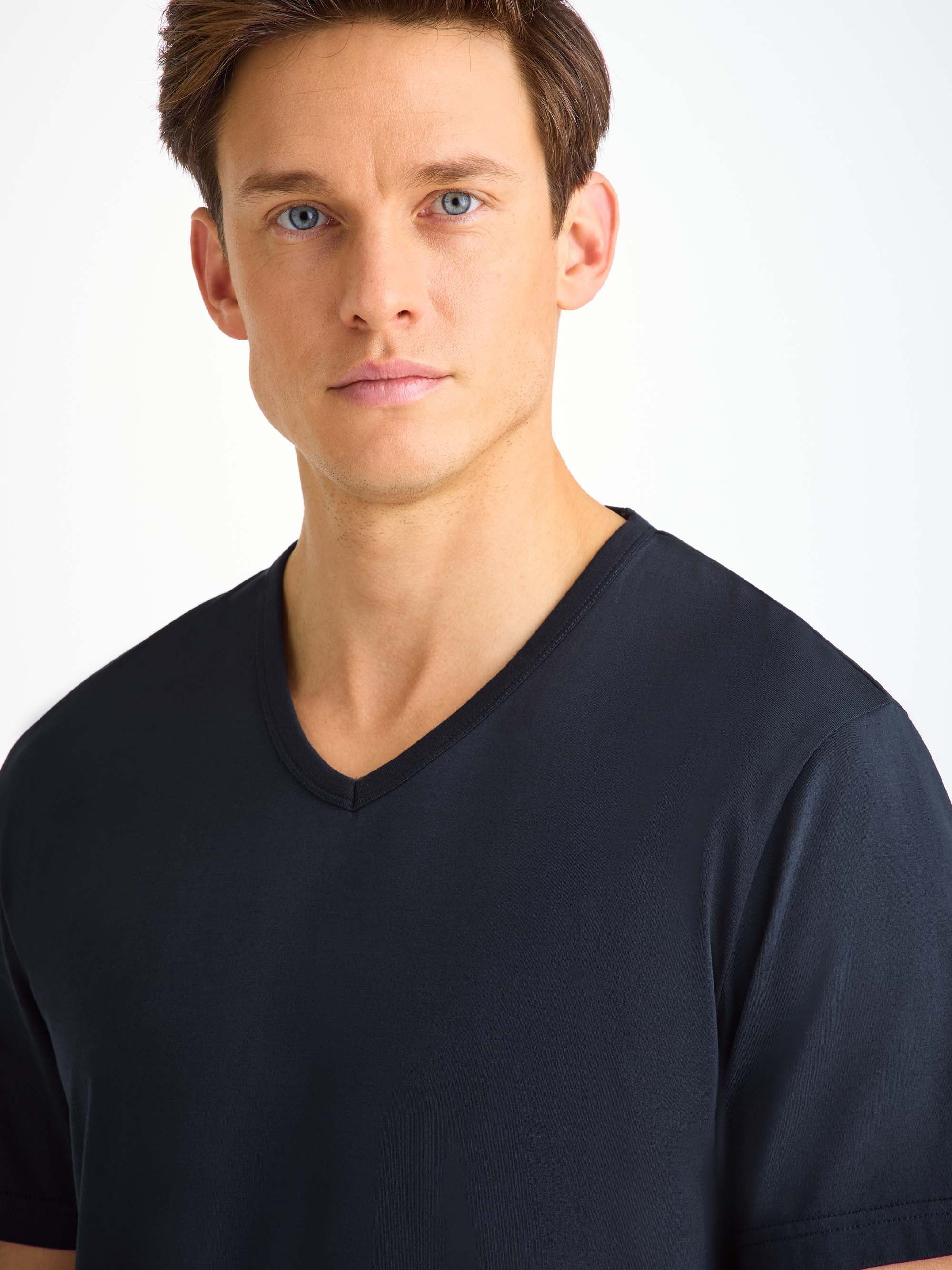 Men's V-Neck T-Shirt Barny Pima Cotton Navy - 6