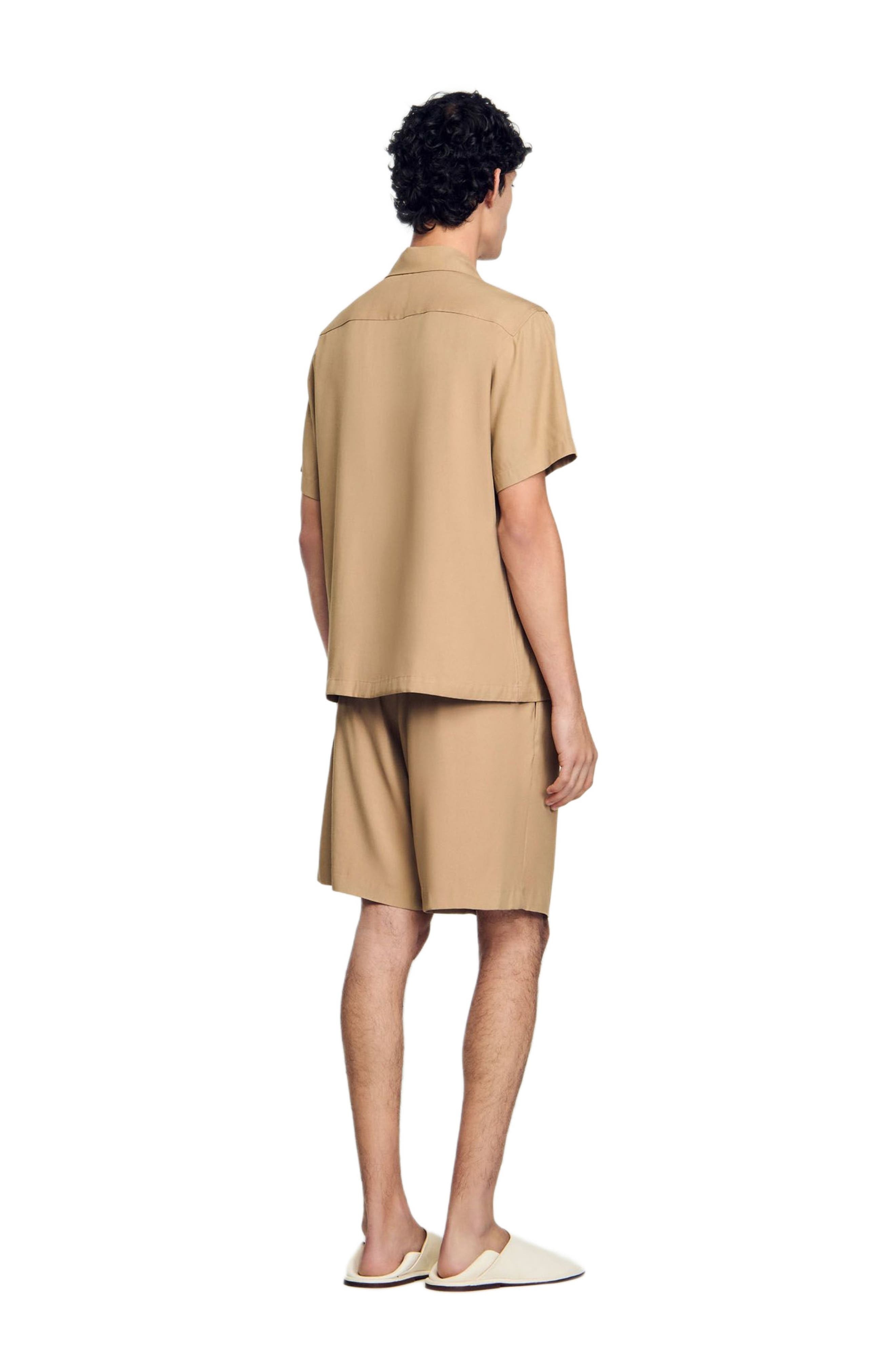 SANDRO Shark collar shirt in Nut at Nordstrom - 3