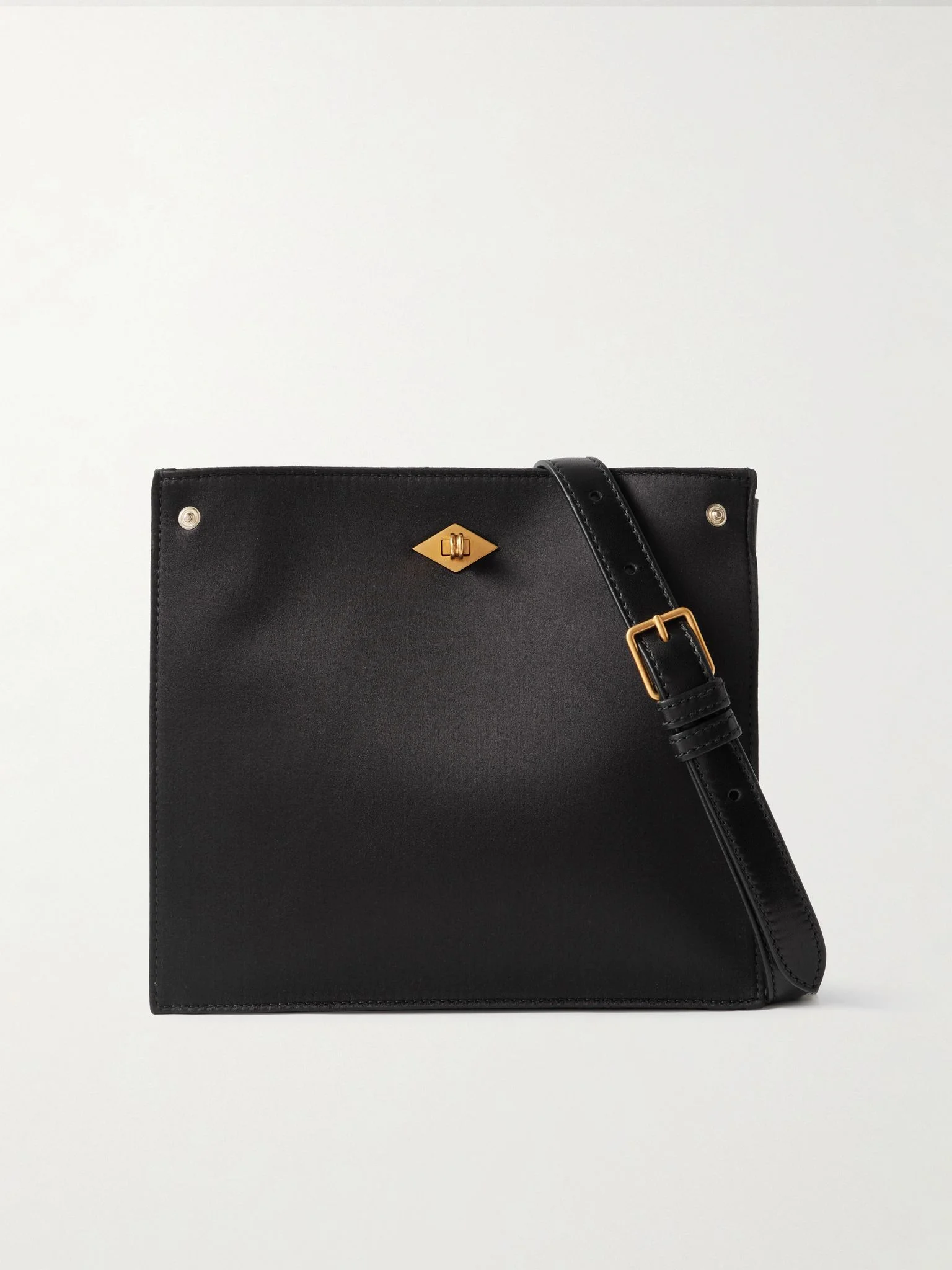 Stowaway leather-trimmed satin shoulder bag Black - 1