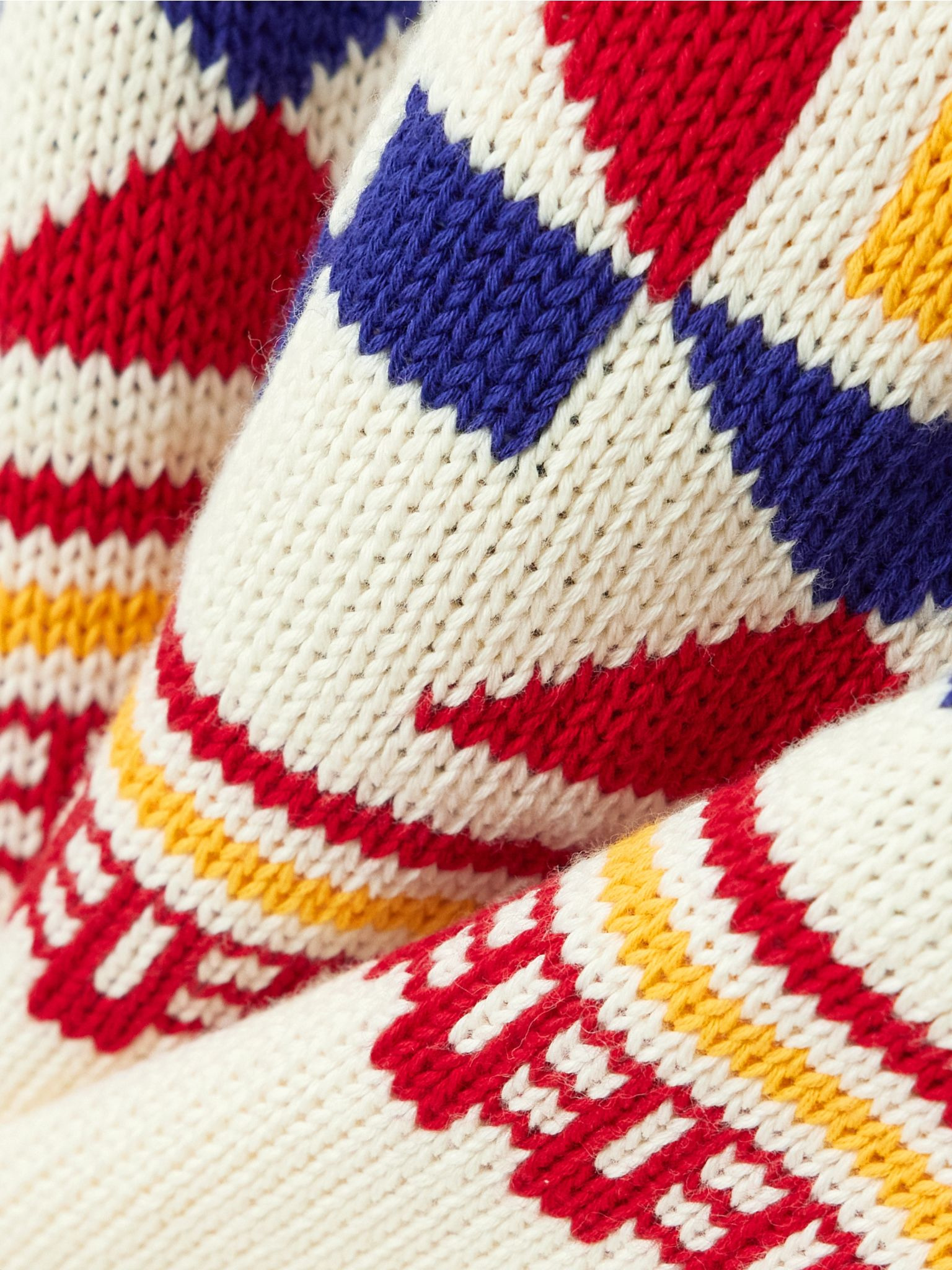Lara intarsia-knit cotton-blend sweater Ecru - 4