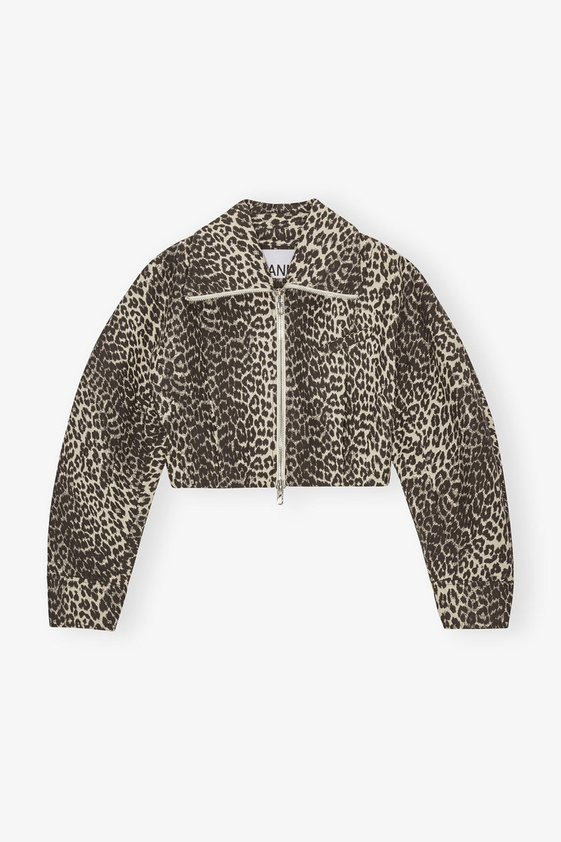 LEOPARD CURVE SLEEVE SHORT JACKET 1