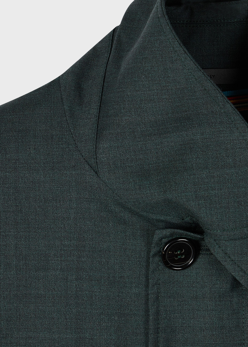 Paul Smith Dark Green Melange 'Storm System' Wool Mac With Detachable Gilet outlook