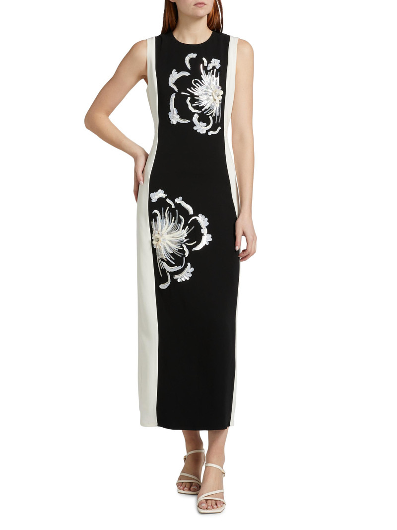 Women's Colette Sequined Floral Stretch-Crêpe Midi-Dress - Black Cream 3
