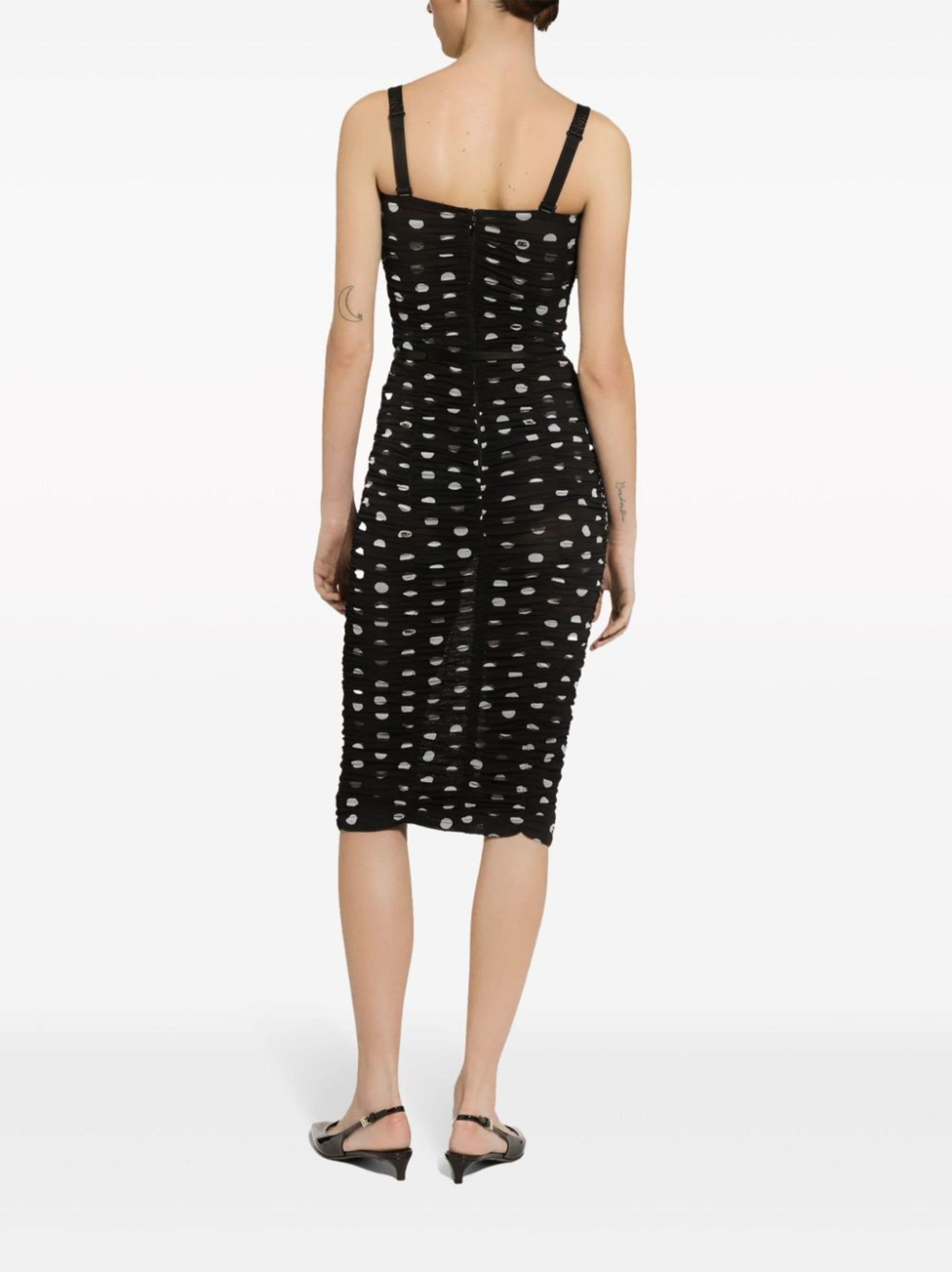 polka-dot tulle midi dress - 4