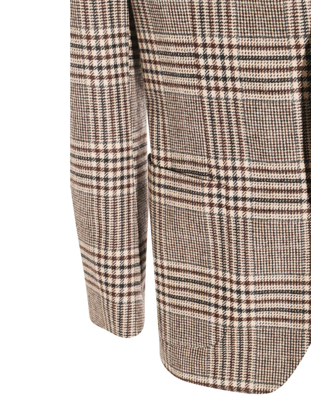 checked flower-brooch blazer - 5