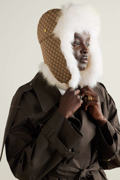 Balmain Faux fur-lined canvas-jacquard hat outlook