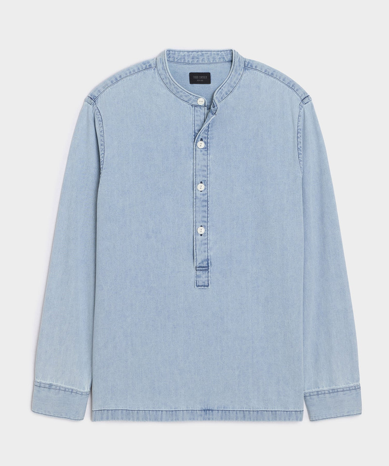 Denim Band Collar Shirt 1