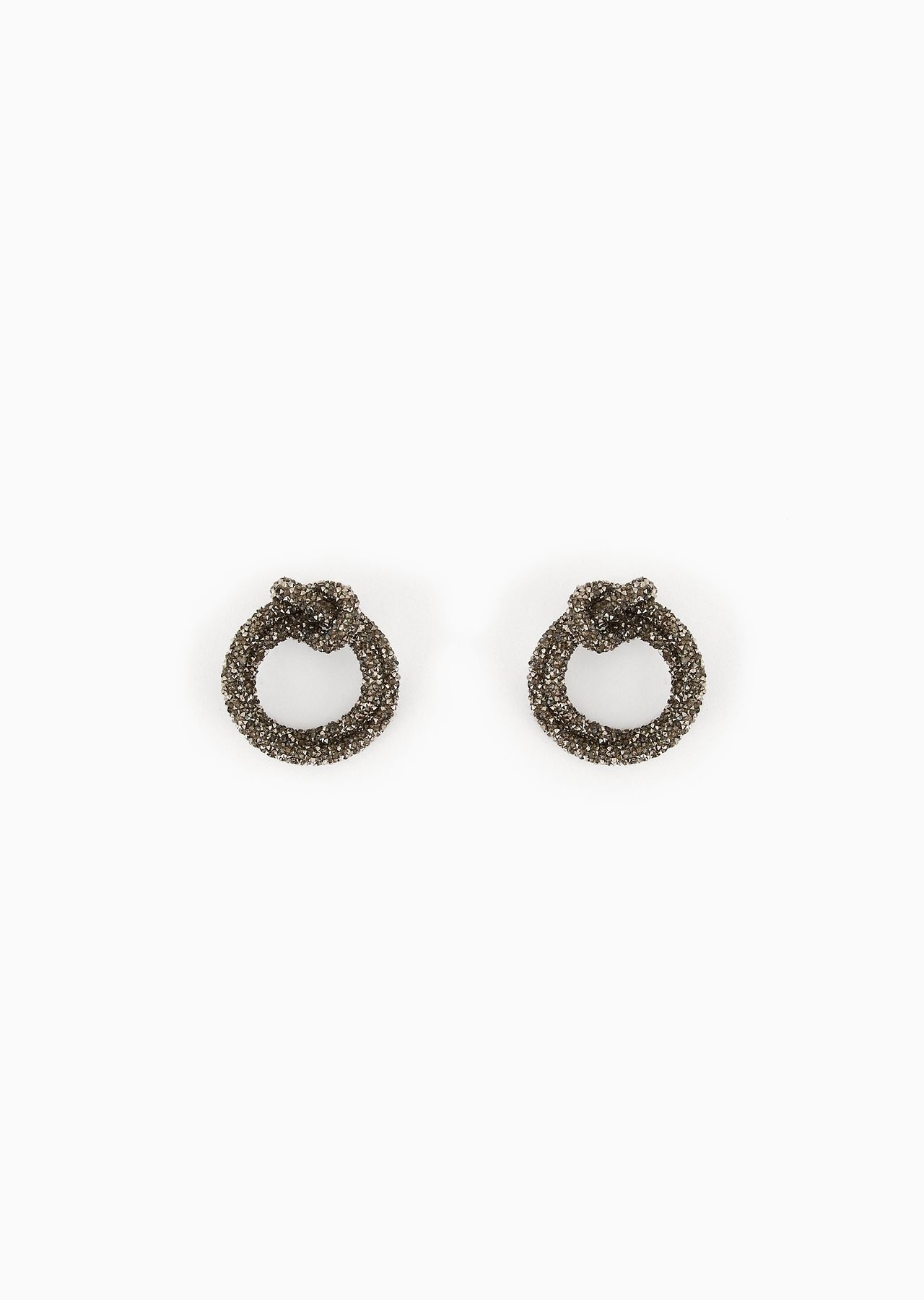 Hoop earrings covered in rhinestones and micro studs - 1
