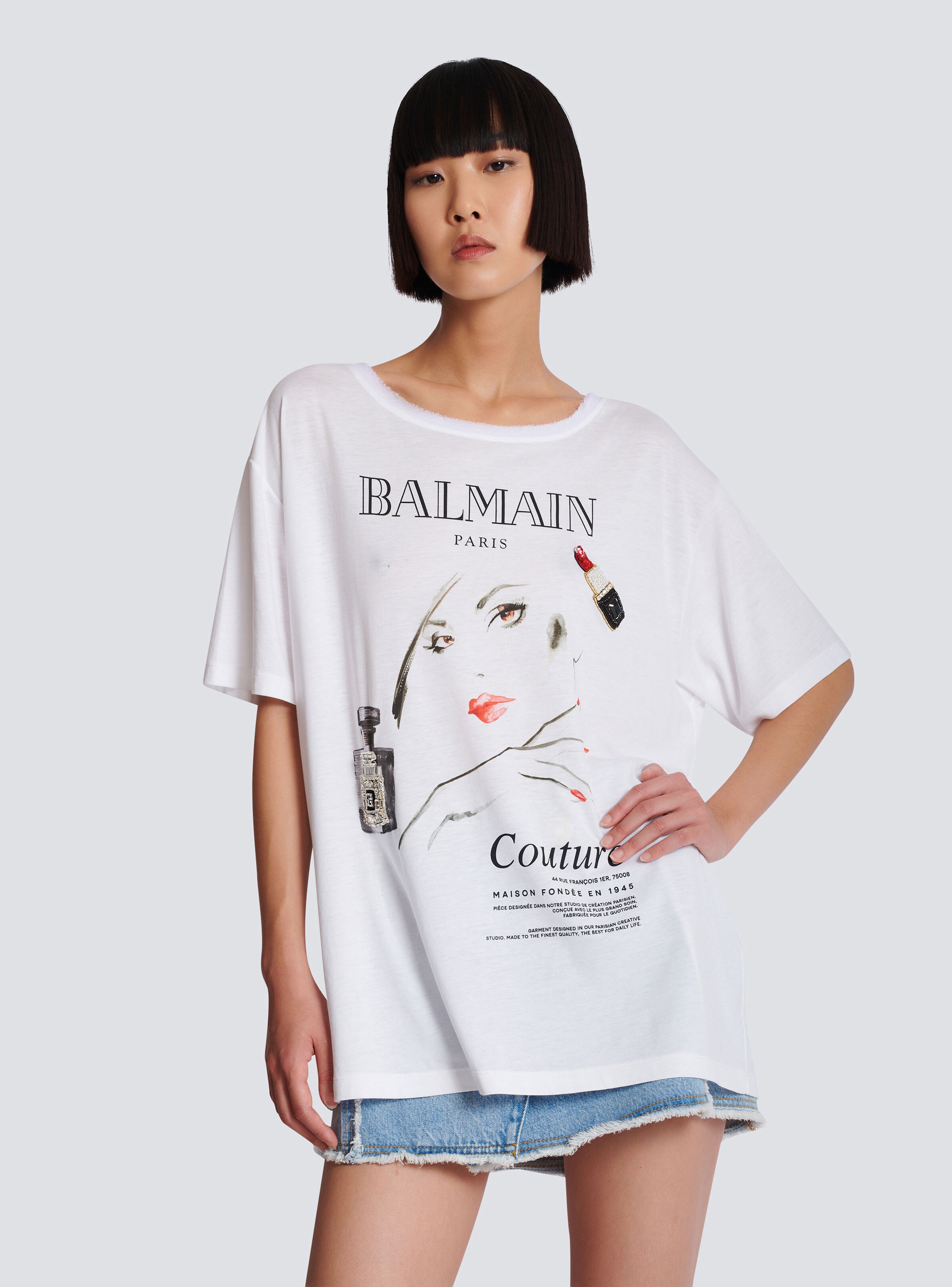 Printed Balmain Beauty T-shirt with patches - 6