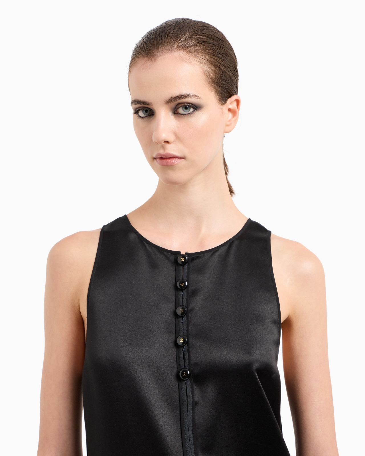 TUSSAH SILK SATIN LONG GILET - 5