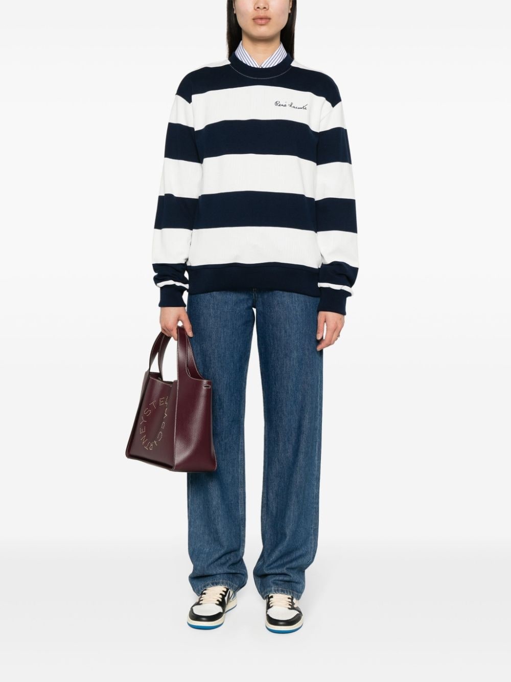 embroidered-logo striped sweatshirt - 2