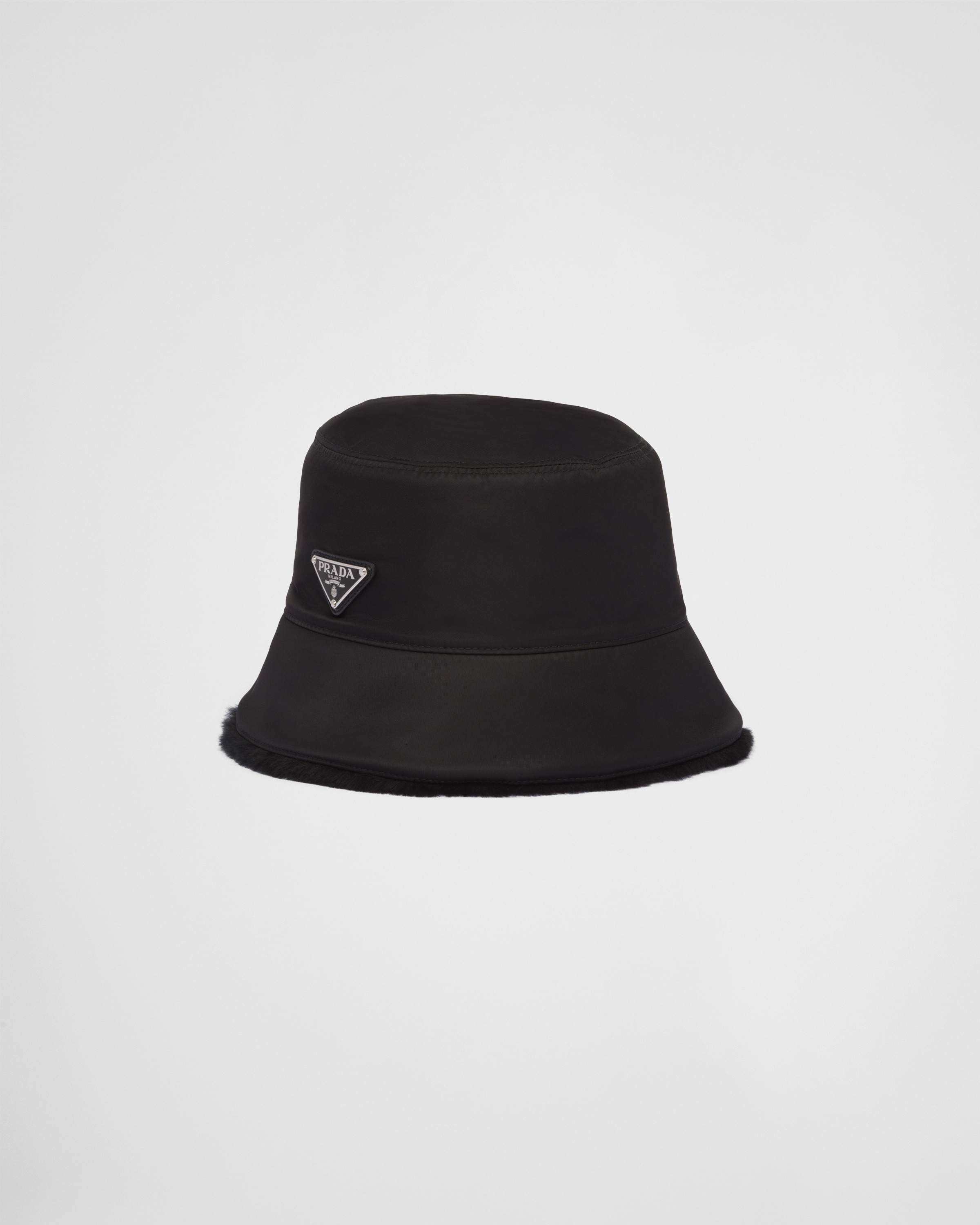 Re-Nylon and shearling bucket hat - 1