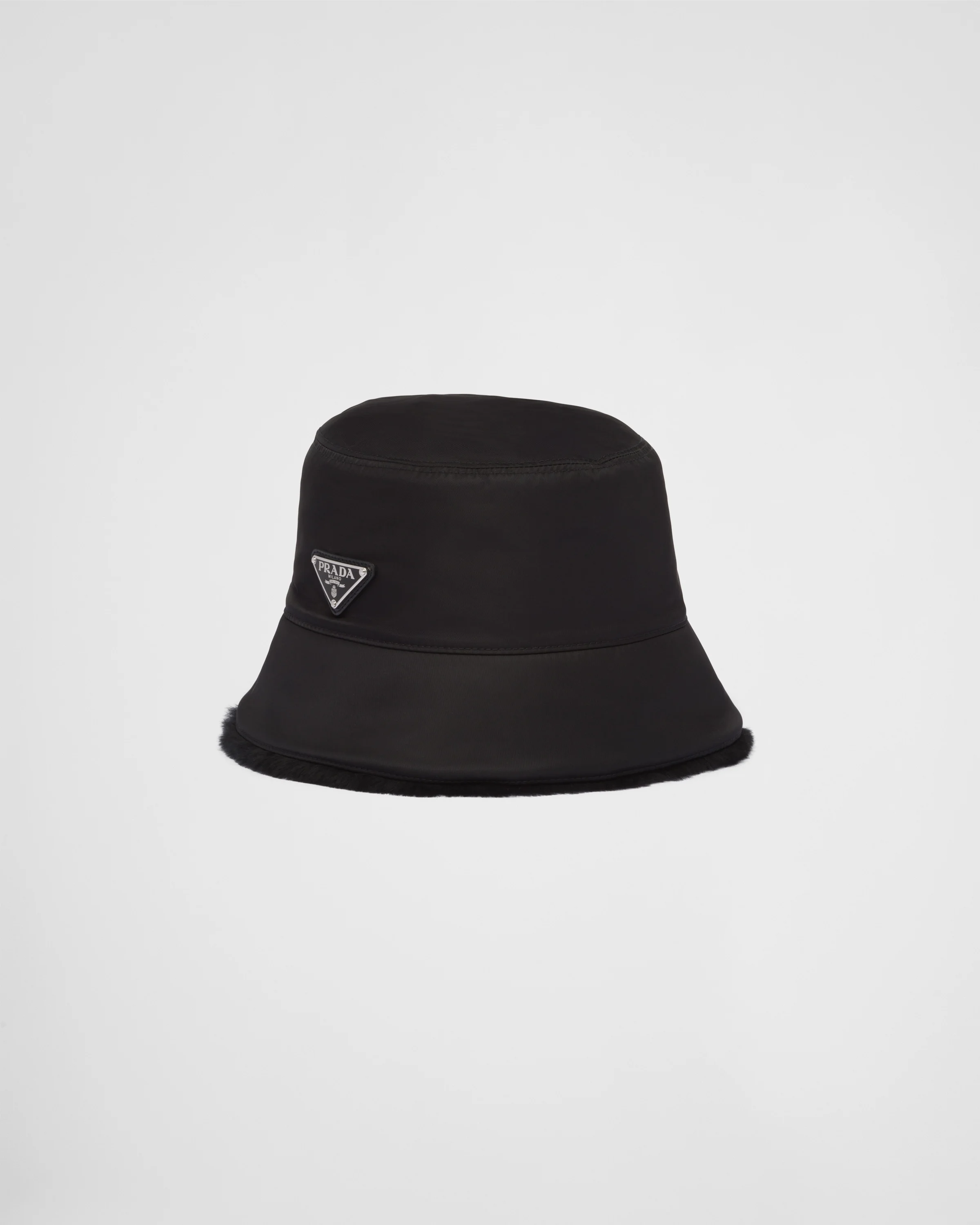 Re-Nylon and shearling bucket hat - 1