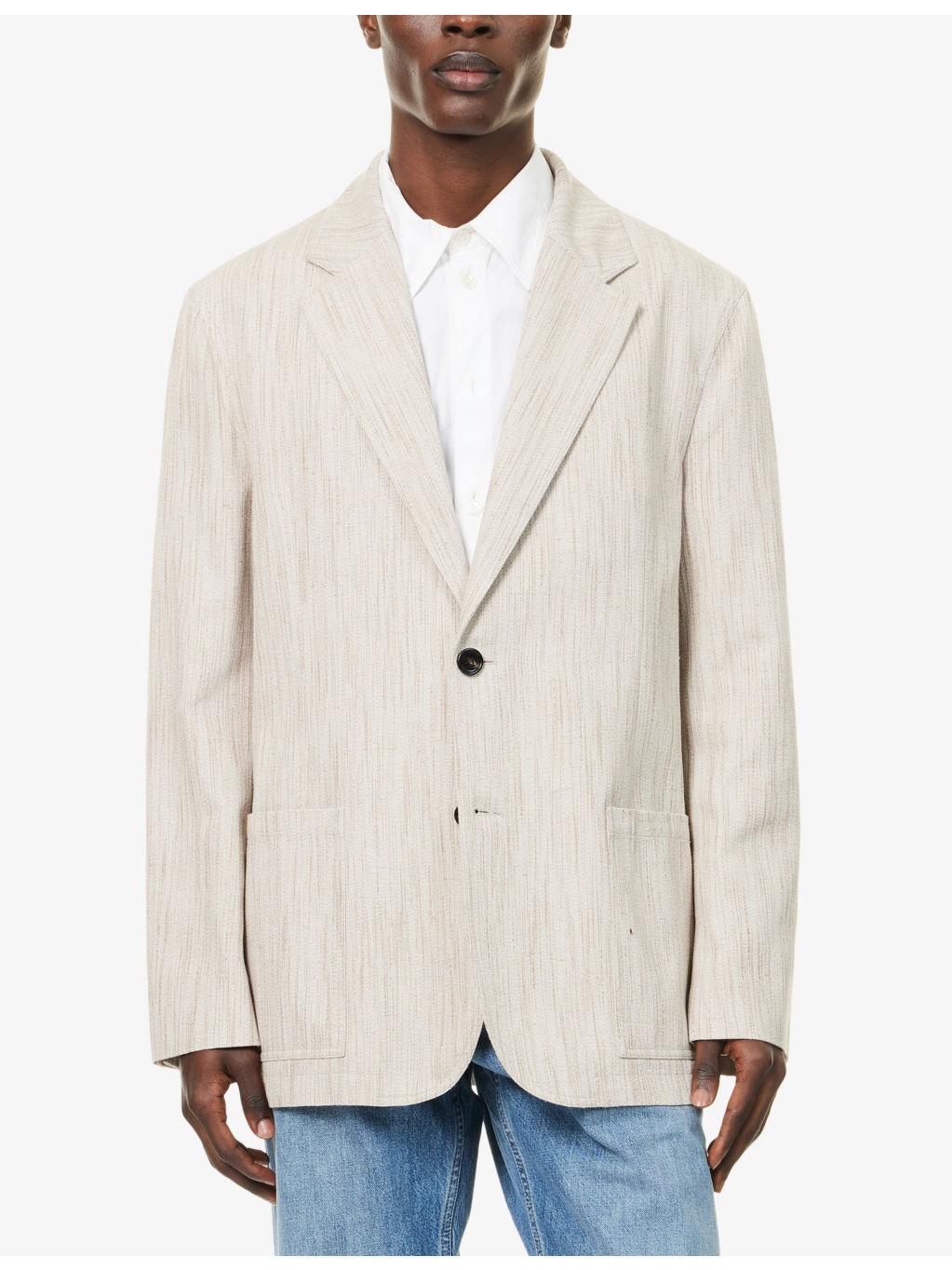 Textured Single-Breasted Woven Jacket - 3