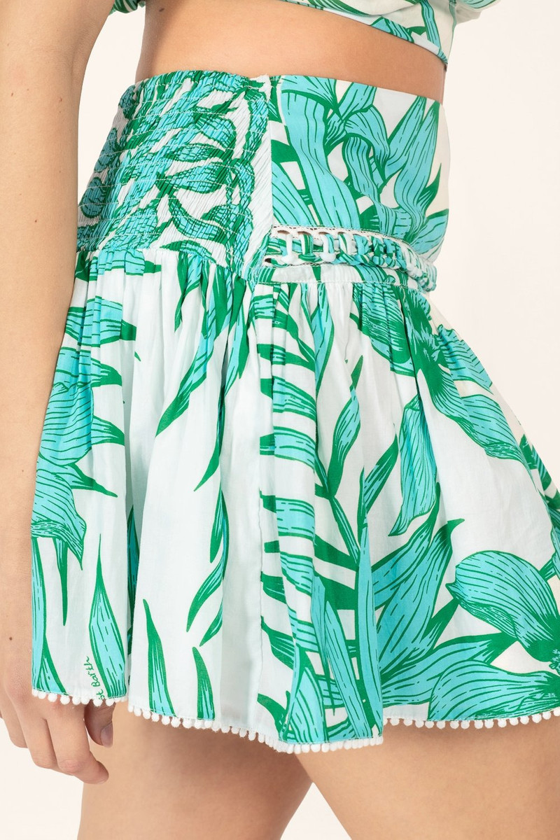 Mini Skirt Angele - Green Palm Leaf 4