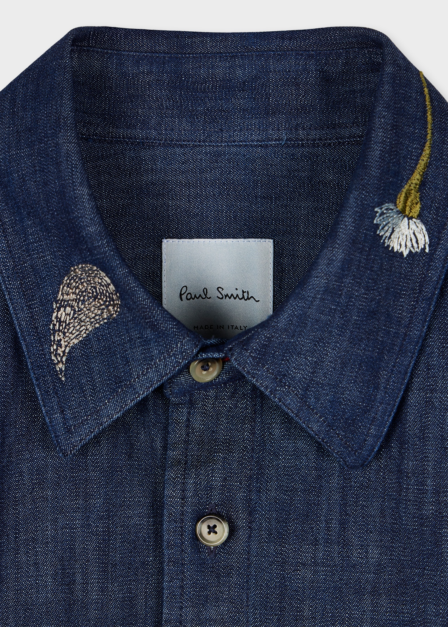 Indigo Embroidered Chambray Shirt - 3