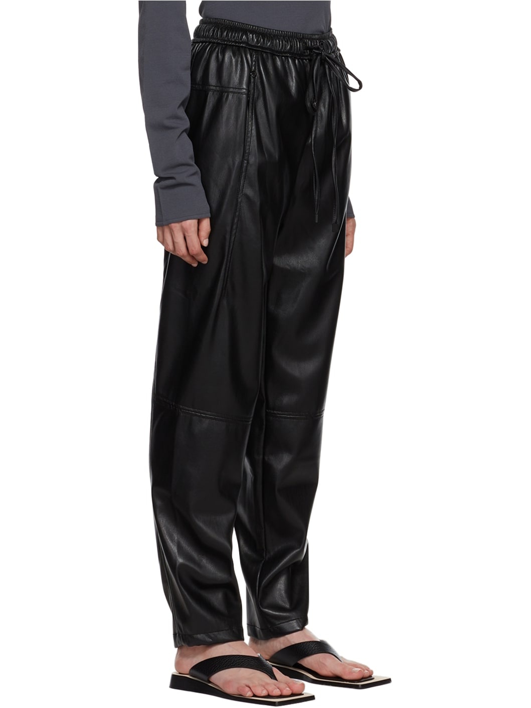 Black Jogger Faux-Leather Pants - 2