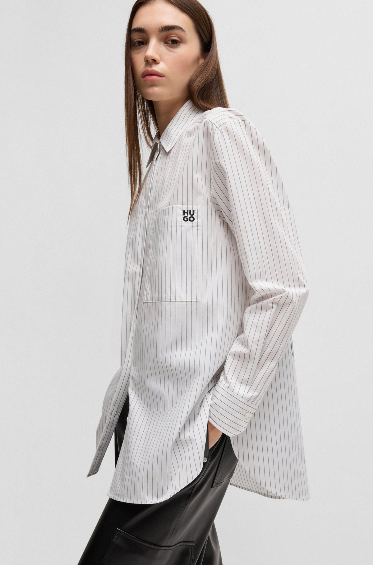 OVERSIZE-FIT BLOUSE IN STRIPED COTTON WITH BUTTERFLY PRINT - 6