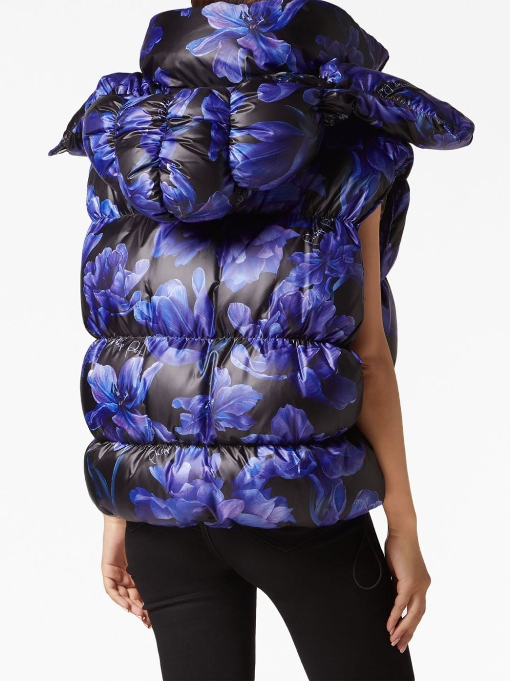 floral-print padded-design gilet - 4