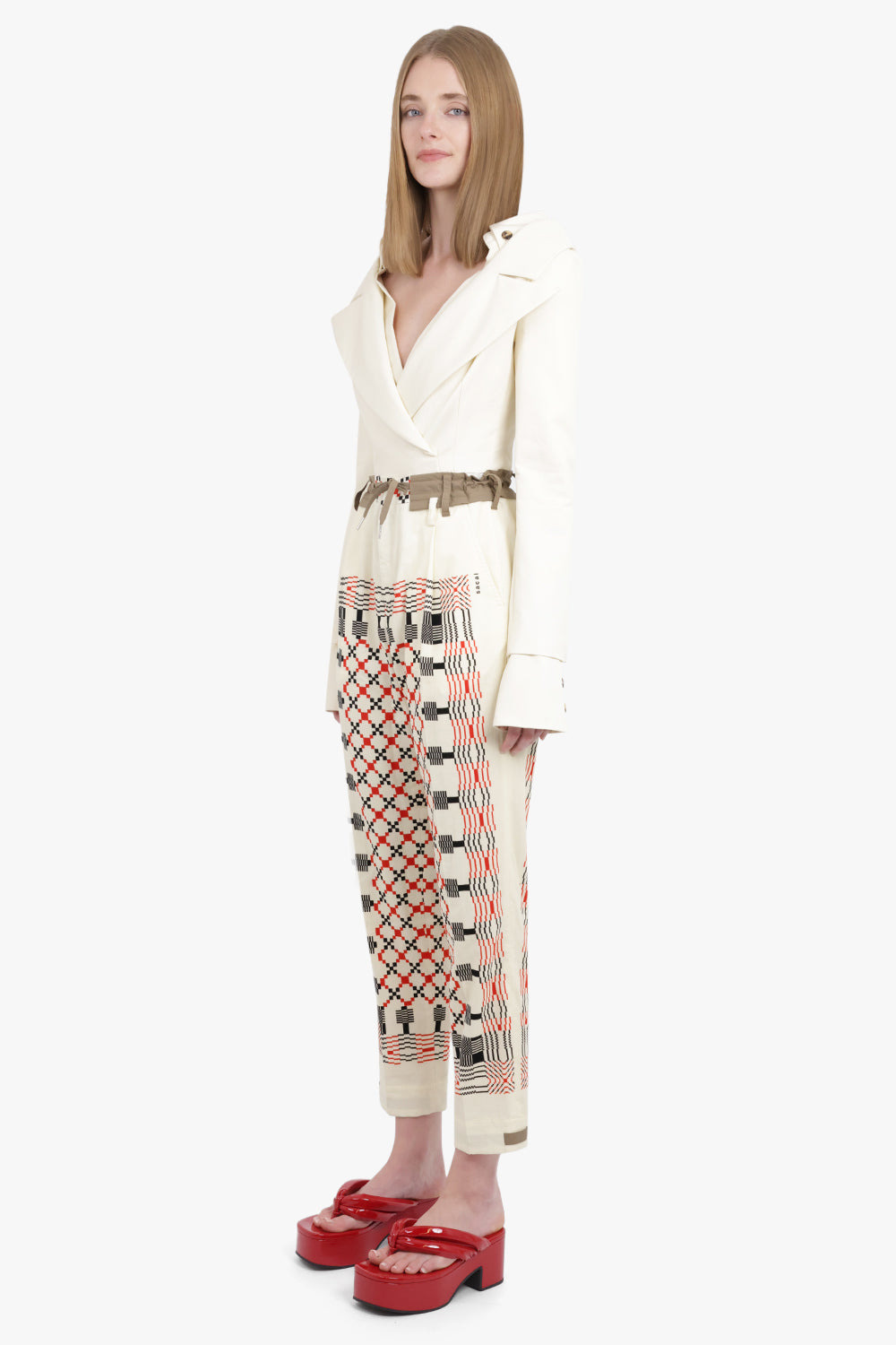 GEOMETRIC PRINT PANTS | ECRU - 3