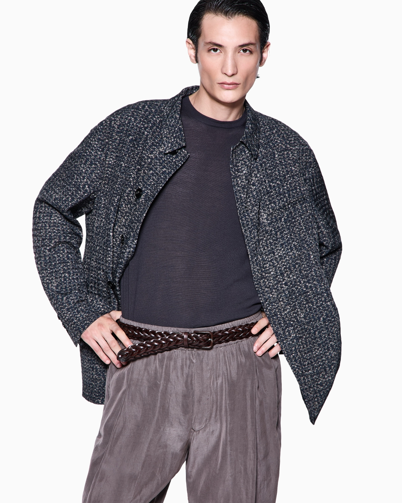 FLAT-FRONT TROUSERS IN FADED LYOCELL CANVAS - 6