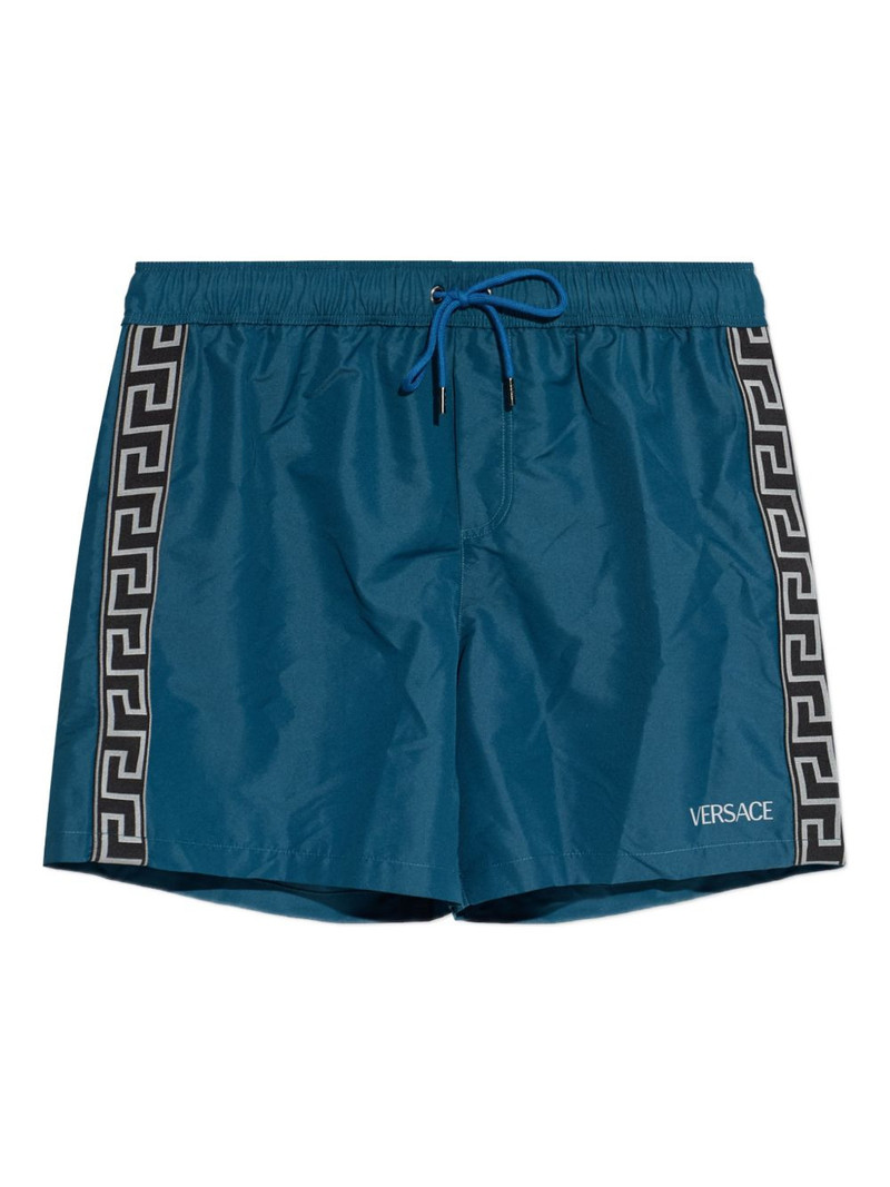 patterned-stripe swim shorts 1