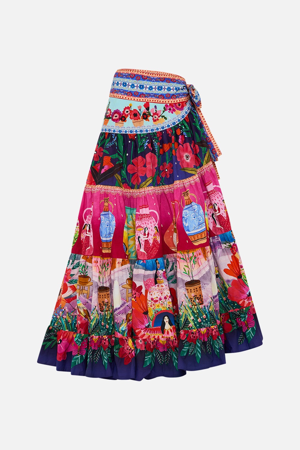 WRAP SKIRT WITH GATHERED PANELS - 1