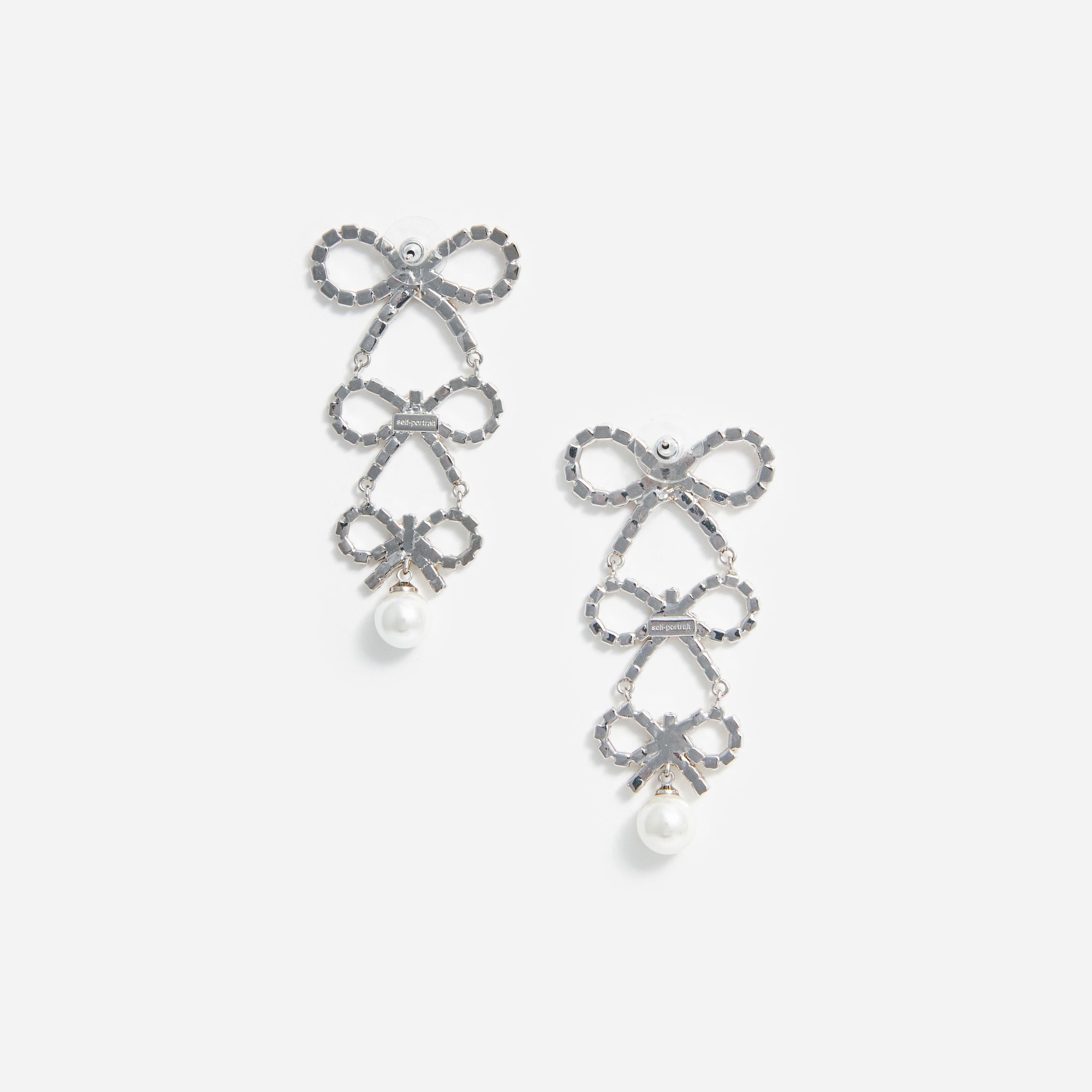 Tiered Crystal Bow Earrings - 2