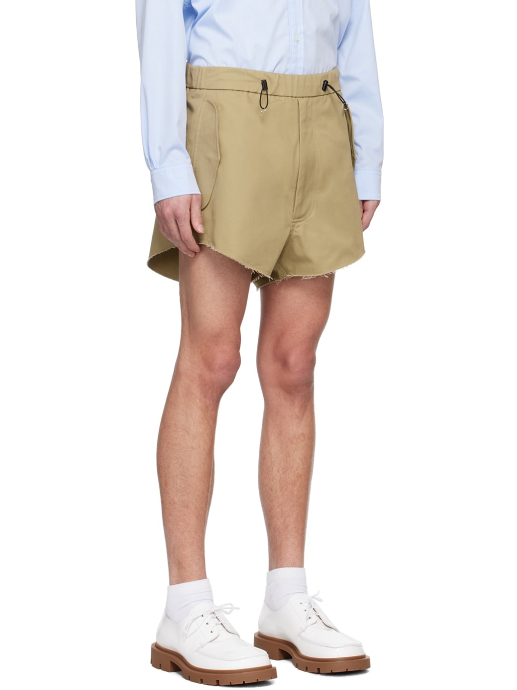 Beige Zip Shorts - 2