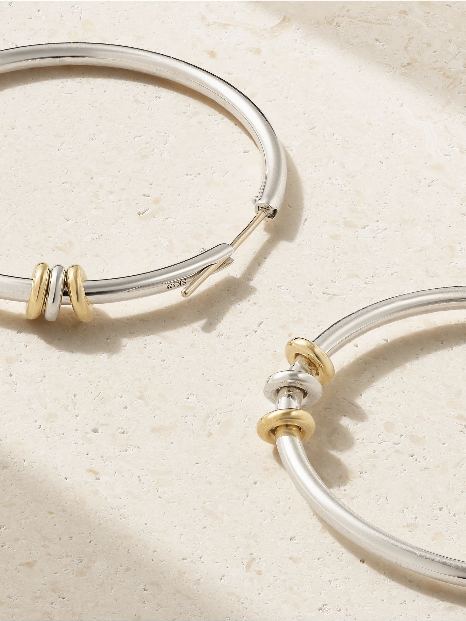 Pegasus sterling silver and 18-karat gold hoop earrings Silver - 3